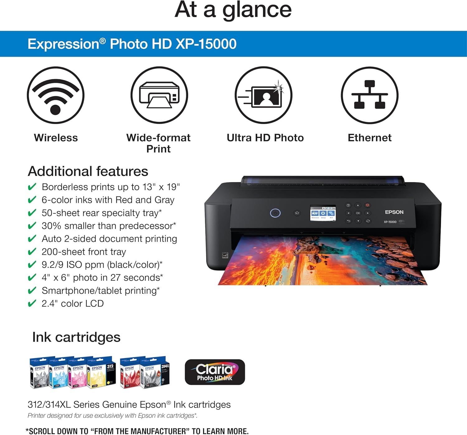 image:imageEpson Expression Photo HD XP15000 Wireless Color WideFormat Printer Amazon Dash Replenishment Ready