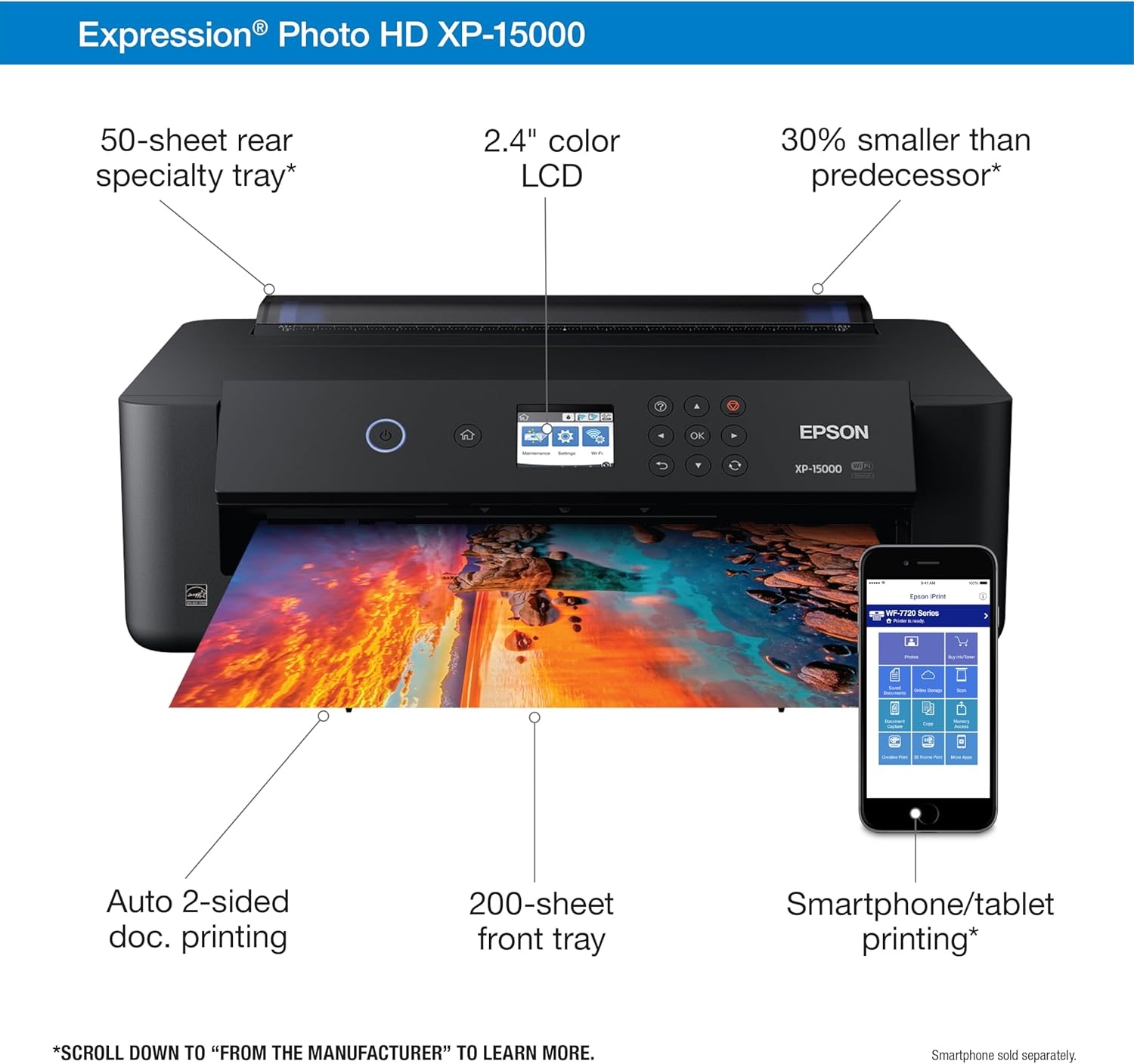 image:imageEpson Expression Photo HD XP15000 Wireless Color WideFormat Printer Amazon Dash Replenishment Ready
