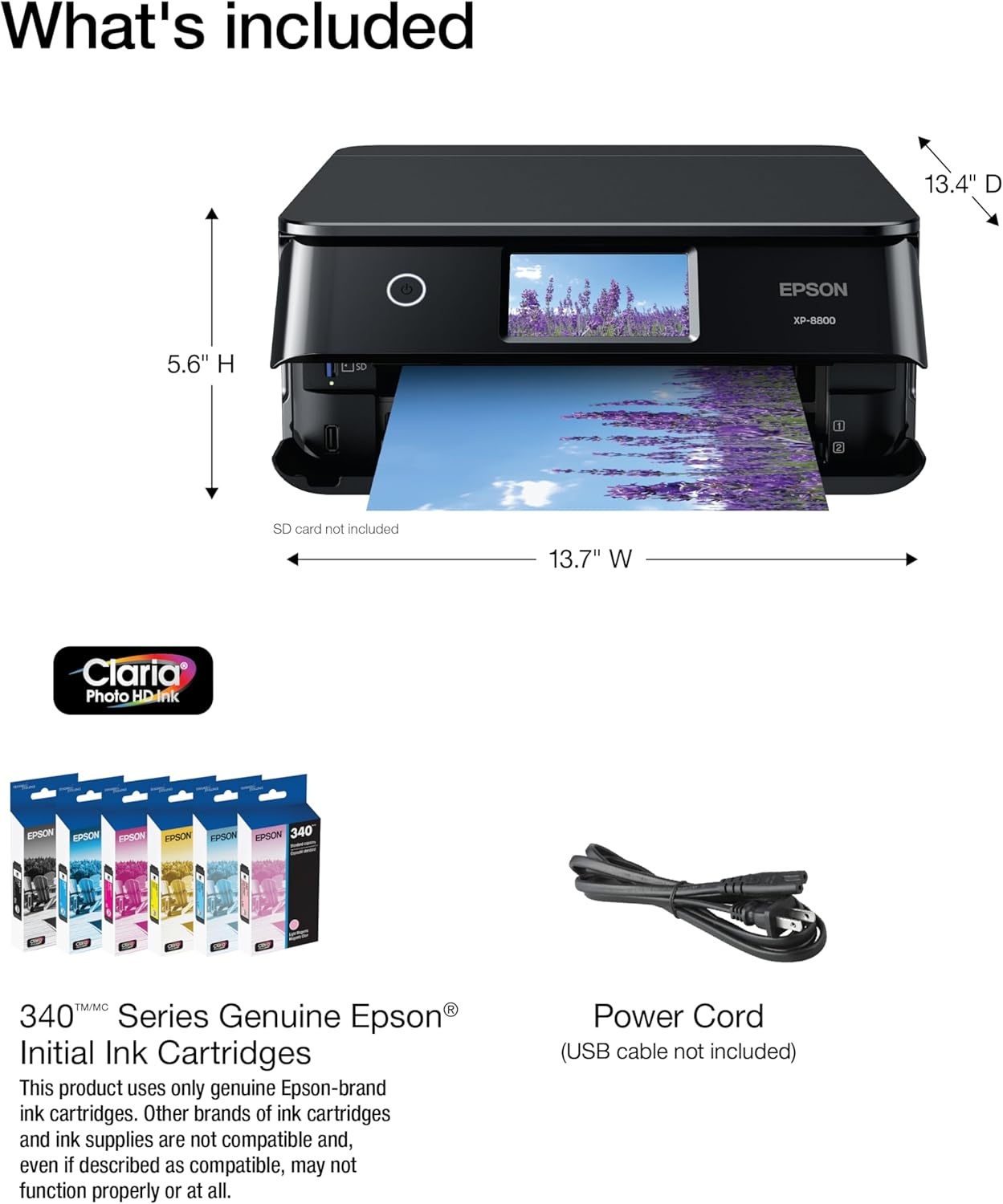 image:imageEpson Expression Photo XP8800 Wireless Printer with 6Color Claria Ink System Borderless Prints up to 85 x 11 Fast Printing 43 Color Touchscreen Builtin Scanner and Copier