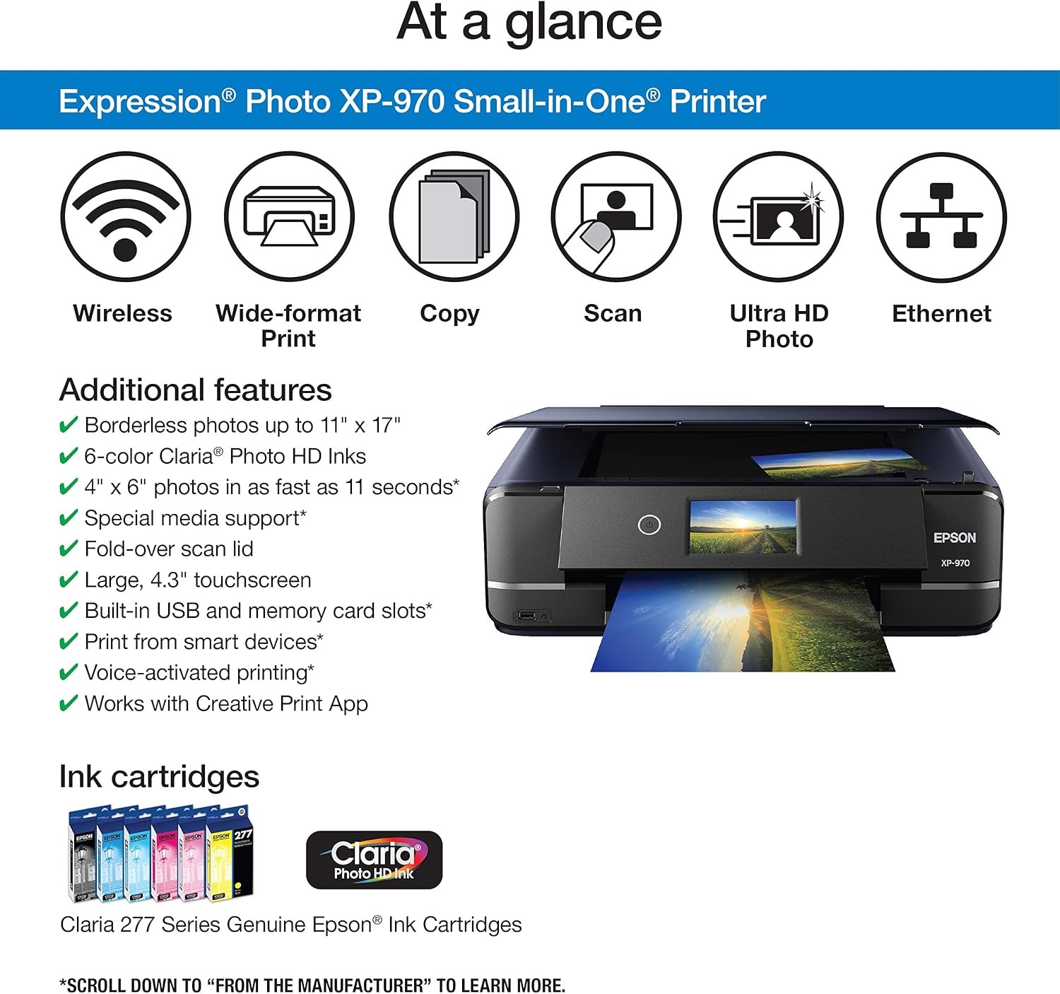 image:imageEpson Expression Photo XP970 Wireless Color Photo Printer with Scanner and Copier BlackExpression Photo XP970