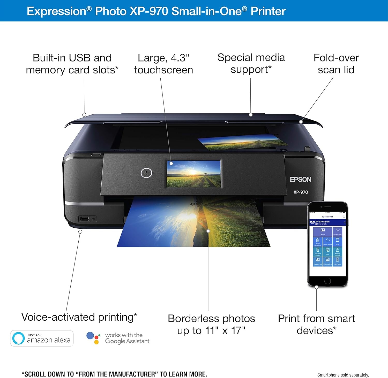 image:imageEpson Expression Photo XP970 Wireless Color Photo Printer with Scanner and Copier BlackExpression Photo XP970