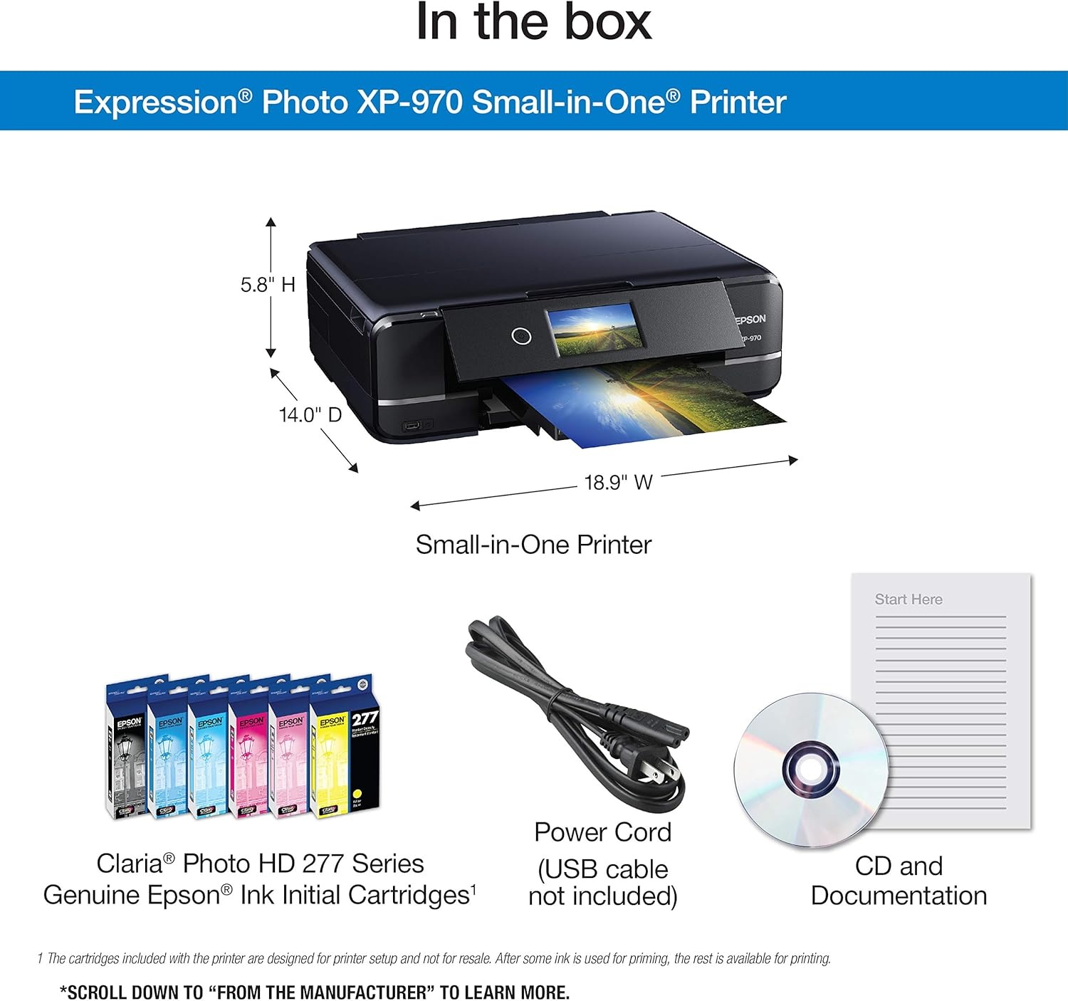 image:imageEpson Expression Photo XP970 Wireless Color Photo Printer with Scanner and Copier BlackExpression Photo XP970