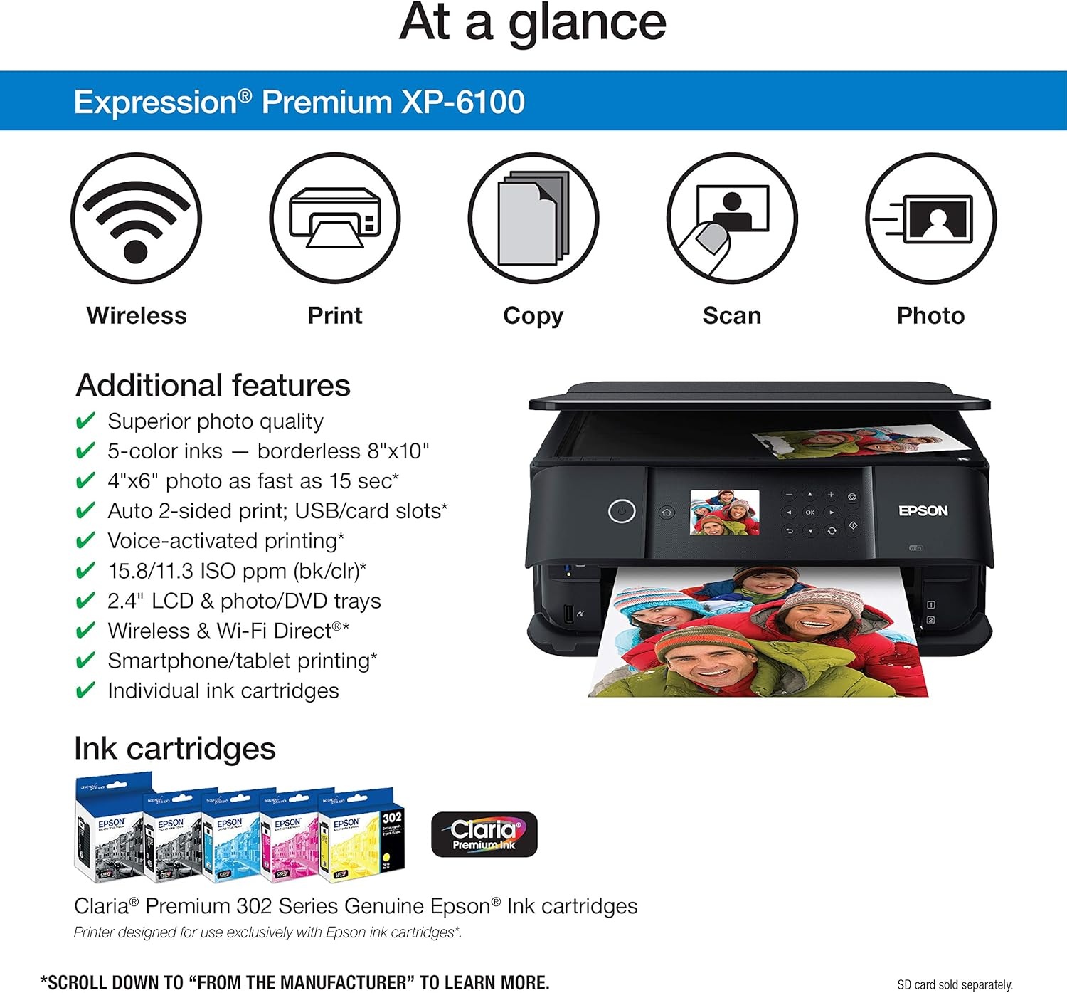 image:imageEpson Expression Premium XP7100 Wireless Color Photo Printer with ADF Scanner and Copier Black SmallXP6100