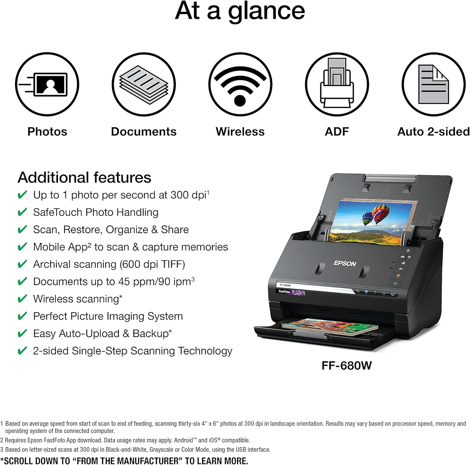 image:imageEpson FastFoto FF680W Wireless HighSpeed Photo and Document Scanning System Black