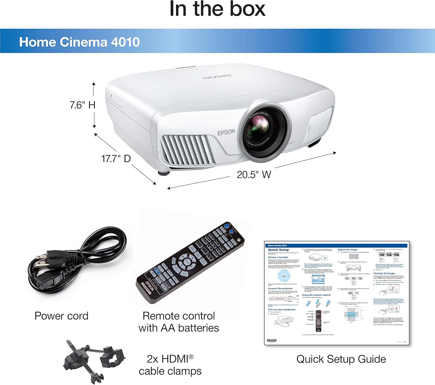 image:imageEpson Home Cinema 4010 4K PROUHD 1 3Chip Projector with HDRHC 4010