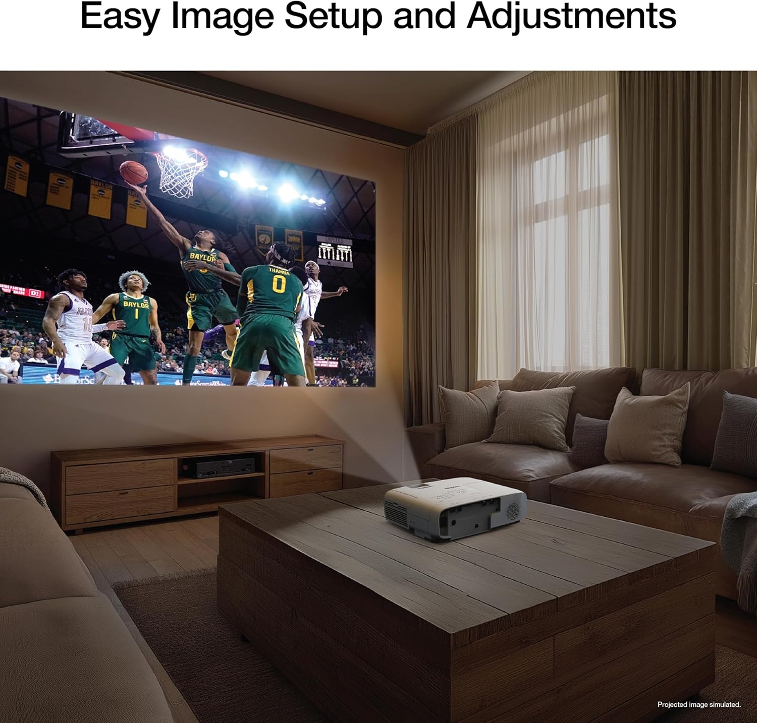 image:imageEpson Home Cinema 980 3Chip 3LCD 1080p Projector 4000 Lumens Color and White Brightness StreamingGaming Media Room BuiltIn Speaker Auto Picture Skew 160001 Contrast 2 HDMI Ports1100