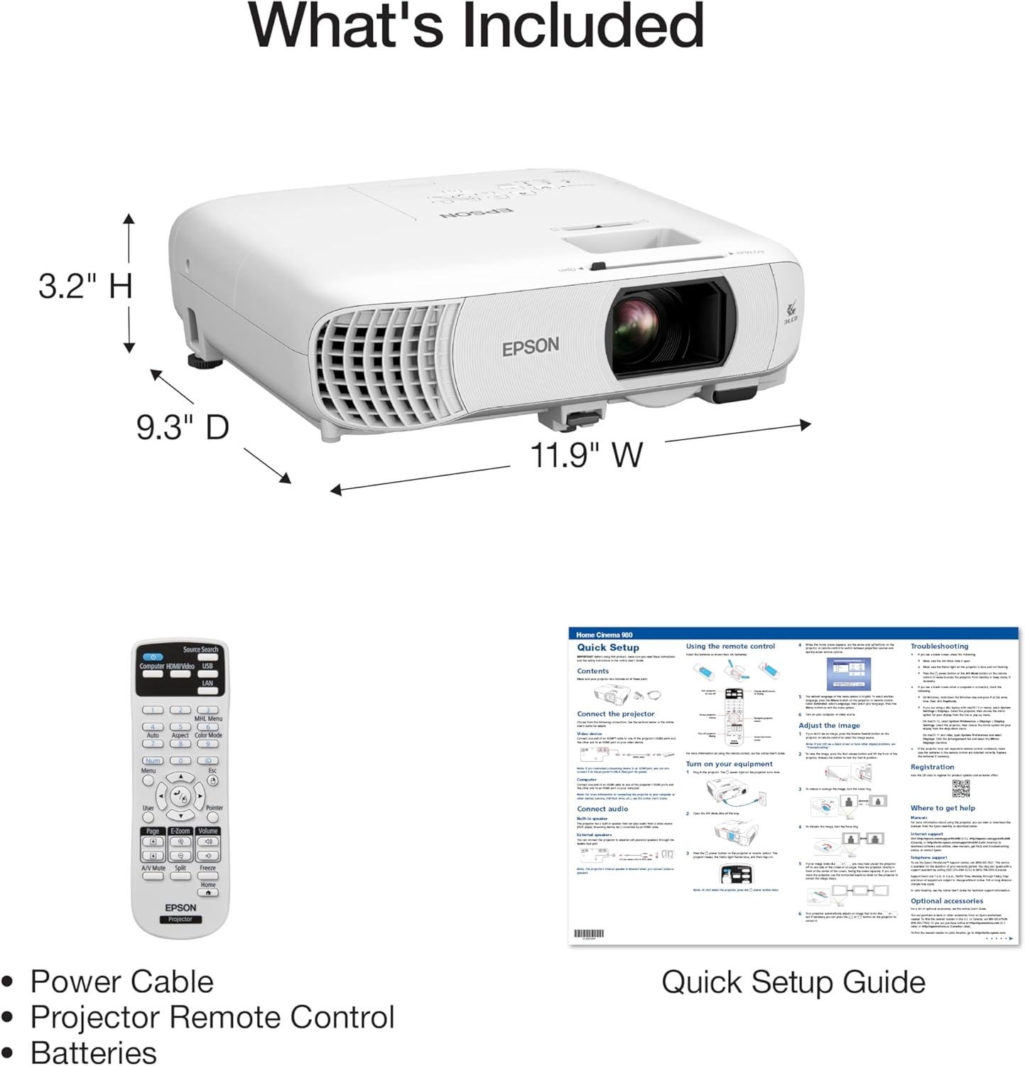 image:imageEpson Home Cinema 980 3Chip 3LCD 1080p Projector 4000 Lumens Color and White Brightness StreamingGaming Media Room BuiltIn Speaker Auto Picture Skew 160001 Contrast 2 HDMI Ports980
