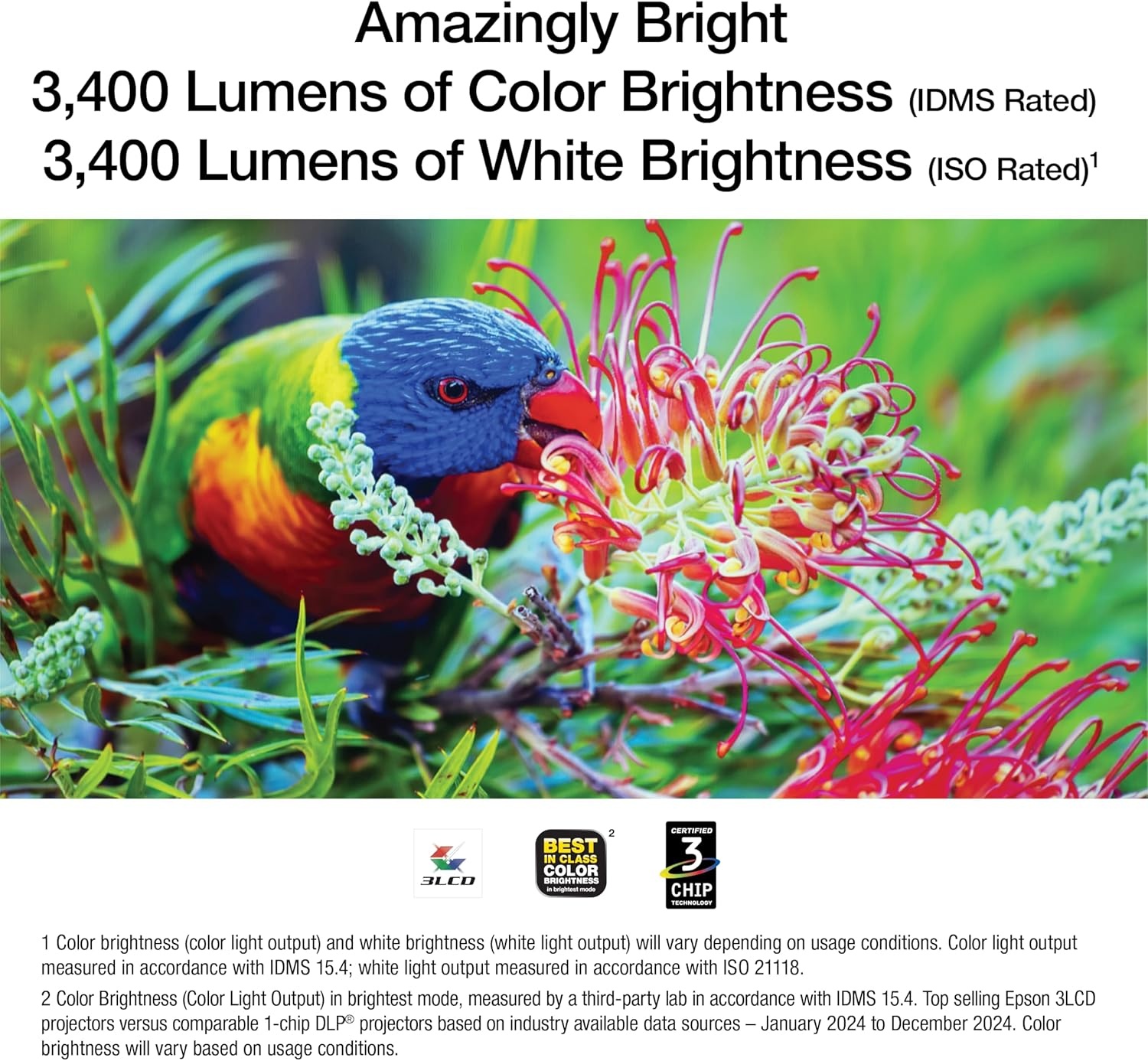 image:imageEpson Home Cinema 980 3Chip 3LCD 1080p Projector 4000 Lumens Color and White Brightness StreamingGaming Media Room BuiltIn Speaker Auto Picture Skew 160001 Contrast 2 HDMI Ports1100