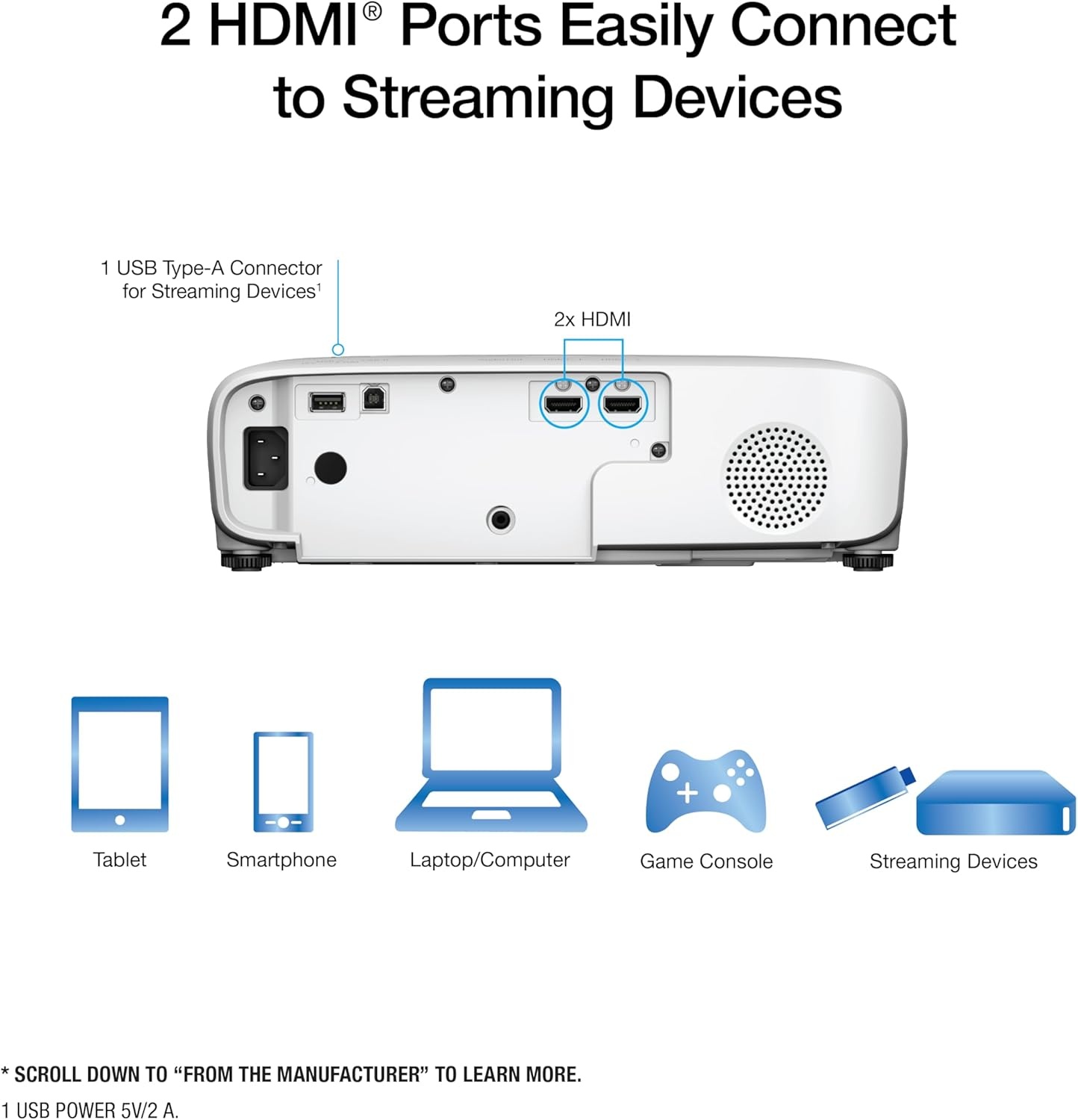 image:imageEpson Home Cinema 980 3Chip 3LCD 1080p Projector 4000 Lumens Color and White Brightness StreamingGaming Media Room BuiltIn Speaker Auto Picture Skew 160001 Contrast 2 HDMI Ports1100