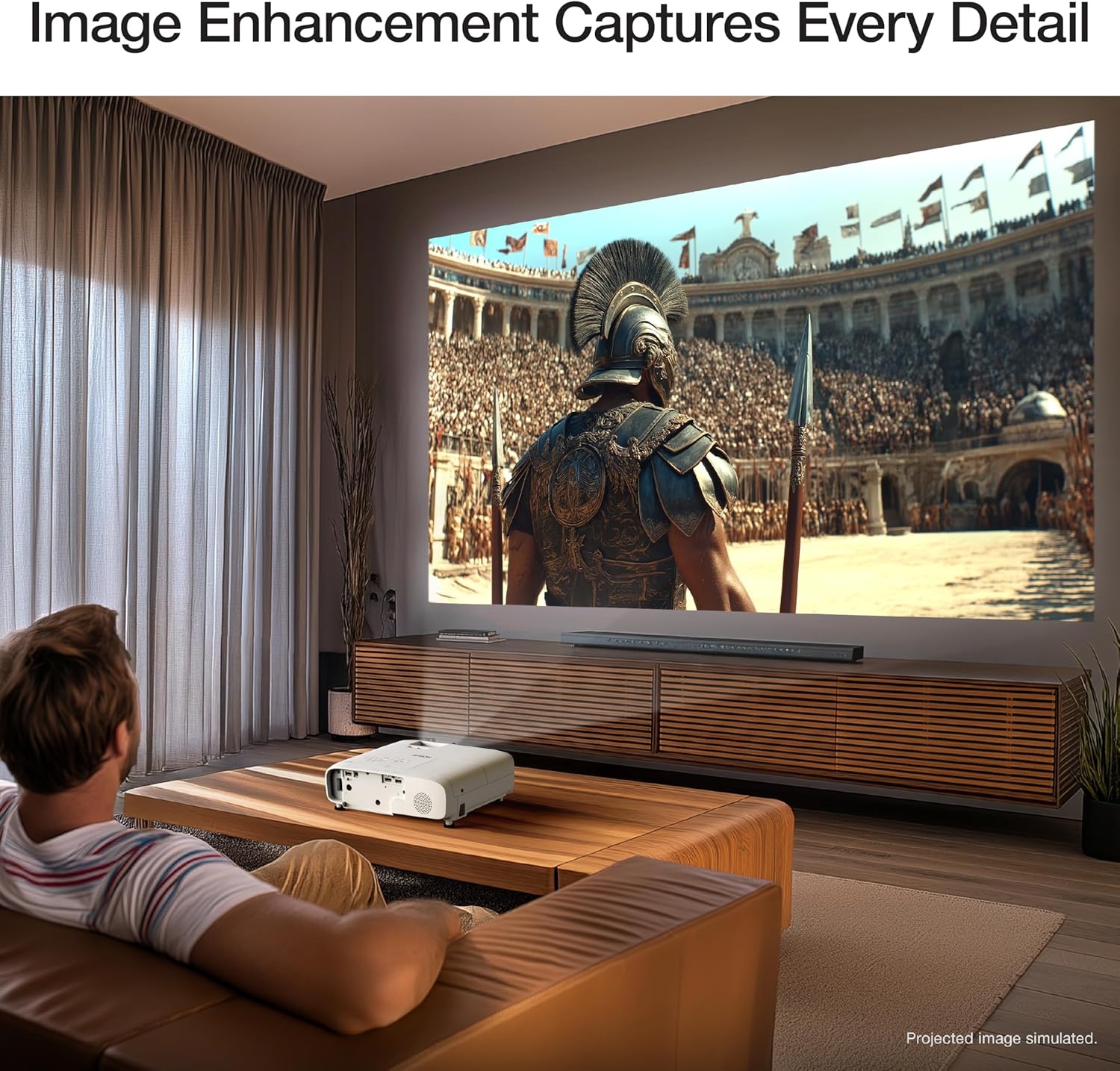 image:imageEpson Home Cinema 980 3Chip 3LCD 1080p Projector 4000 Lumens Color and White Brightness StreamingGaming Media Room BuiltIn Speaker Auto Picture Skew 160001 Contrast 2 HDMI Ports980