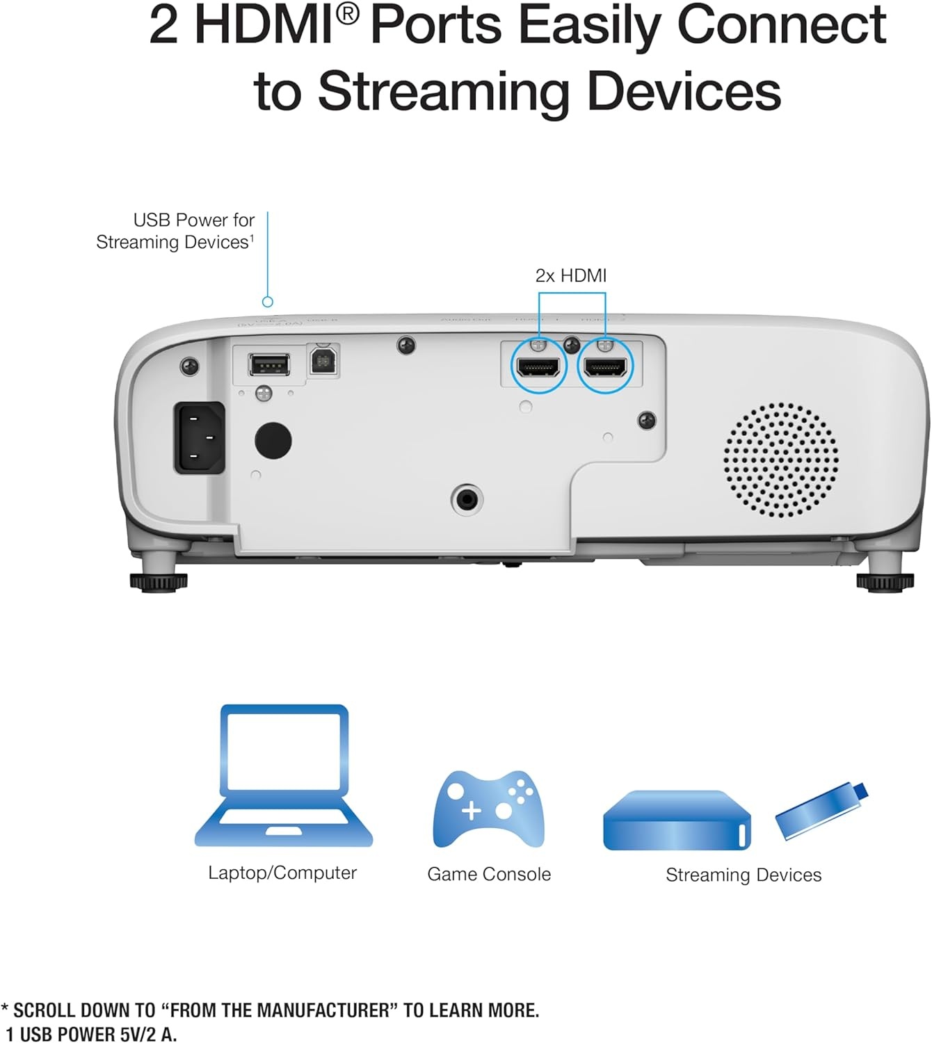 image:imageEpson Home Cinema 980 3Chip 3LCD 1080p Projector 4000 Lumens Color and White Brightness StreamingGaming Media Room BuiltIn Speaker Auto Picture Skew 160001 Contrast 2 HDMI Ports980