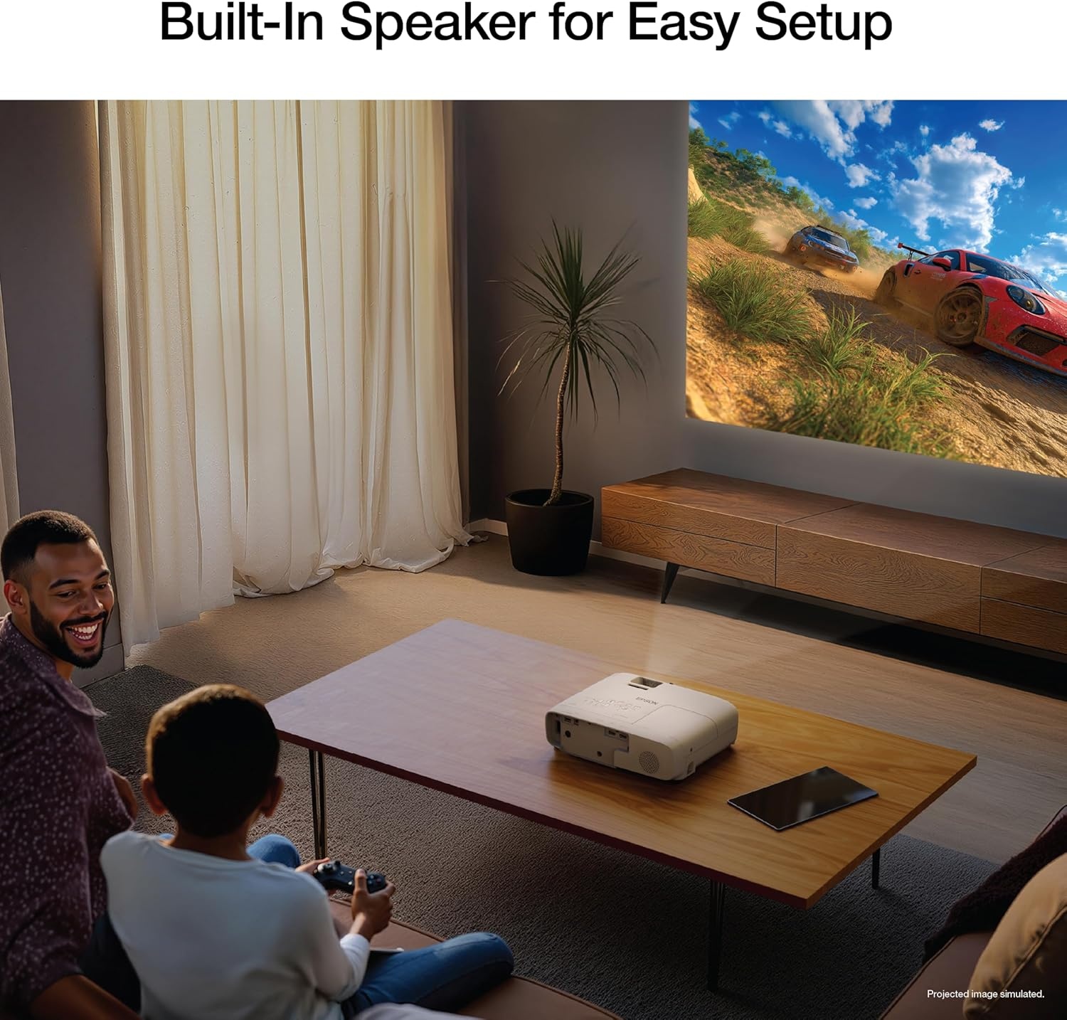 image:imageEpson Home Cinema 980 3Chip 3LCD 1080p Projector 4000 Lumens Color and White Brightness StreamingGaming Media Room BuiltIn Speaker Auto Picture Skew 160001 Contrast 2 HDMI Ports1100