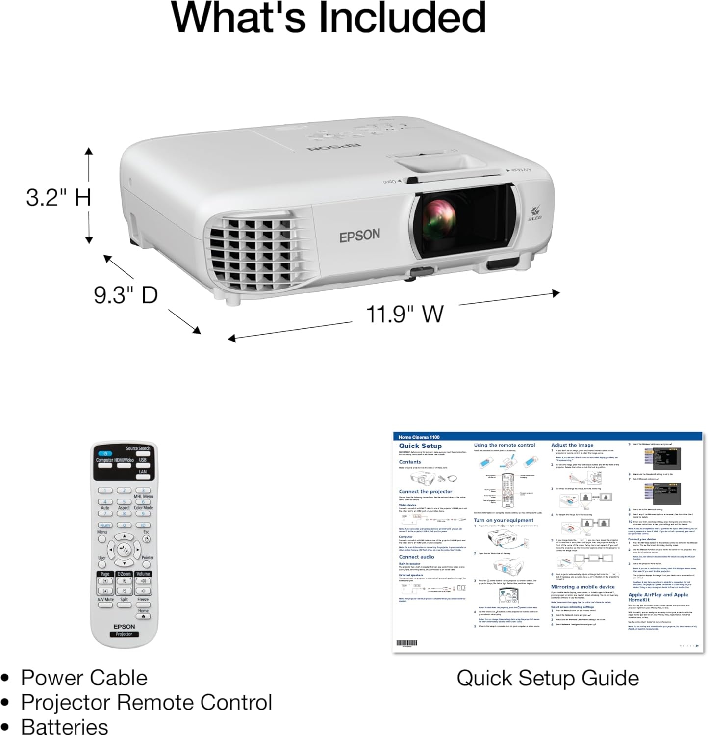 image:imageEpson Home Cinema 980 3Chip 3LCD 1080p Projector 4000 Lumens Color and White Brightness StreamingGaming Media Room BuiltIn Speaker Auto Picture Skew 160001 Contrast 2 HDMI Ports1100
