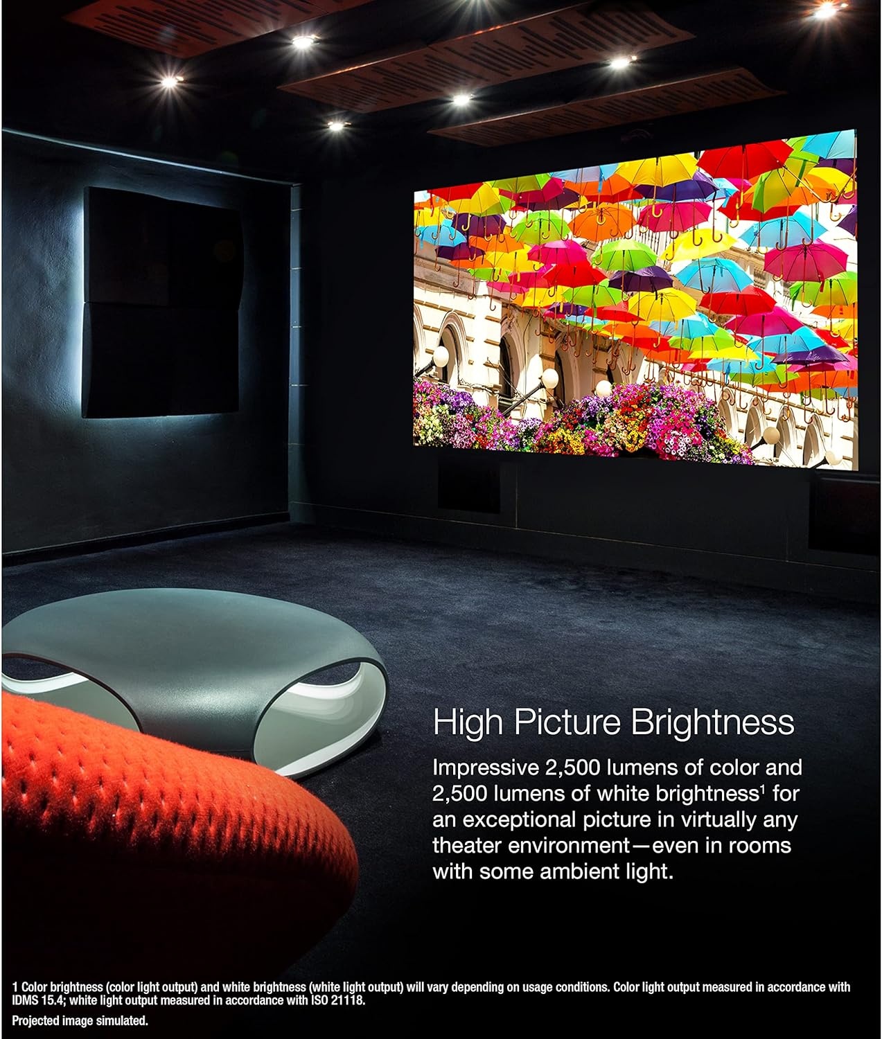 image:imageEpson Home Cinema LS11000 4K PROUHD Laser Projector HDR HDR10 2500 Lumens Color amp White Brightness HDMI 21 Motorized Lens Lens Shift Focus Zoom 3840 x 2160 120 Hz Home Theater Gaming