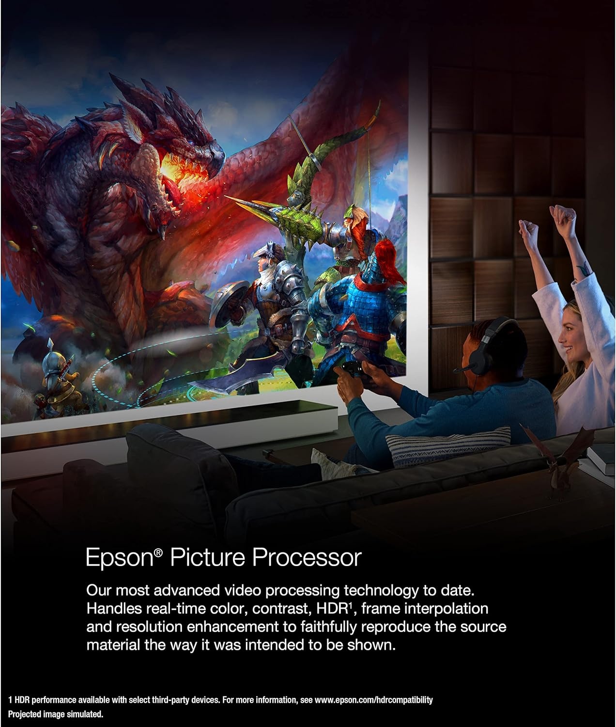 image:imageEpson Home Cinema LS11000 4K PROUHD Laser Projector HDR HDR10 2500 Lumens Color amp White Brightness HDMI 21 Motorized Lens Lens Shift Focus Zoom 3840 x 2160 120 Hz Home Theater Gaming
