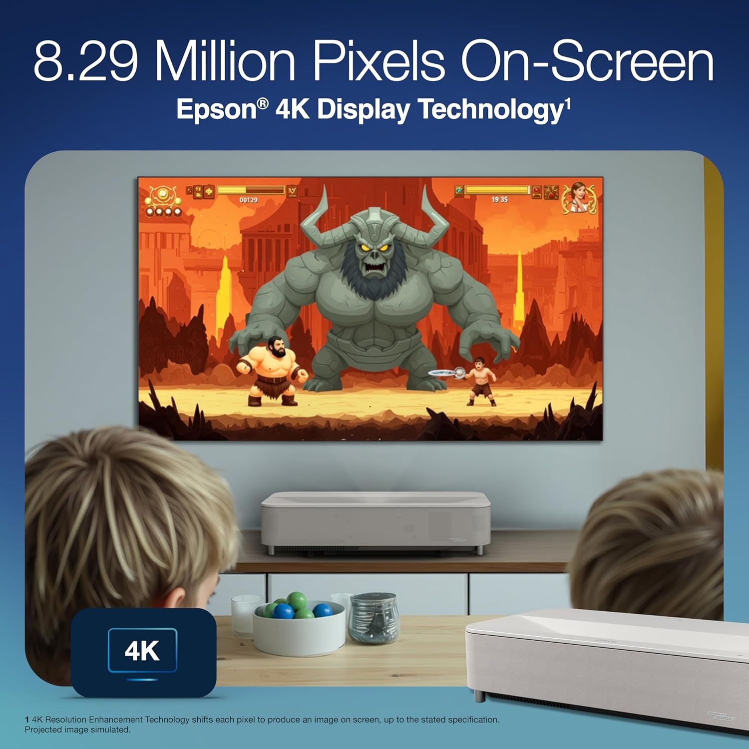 image:imageEpson Lifestudio Grand Plus Ultra Short Throw Laser Projector 4000 Lumens of Color and White Brightness 4K Display Technology Sound by Bose and BuiltIn Google TV 3Chip 3LCD Technology WhiteWhite