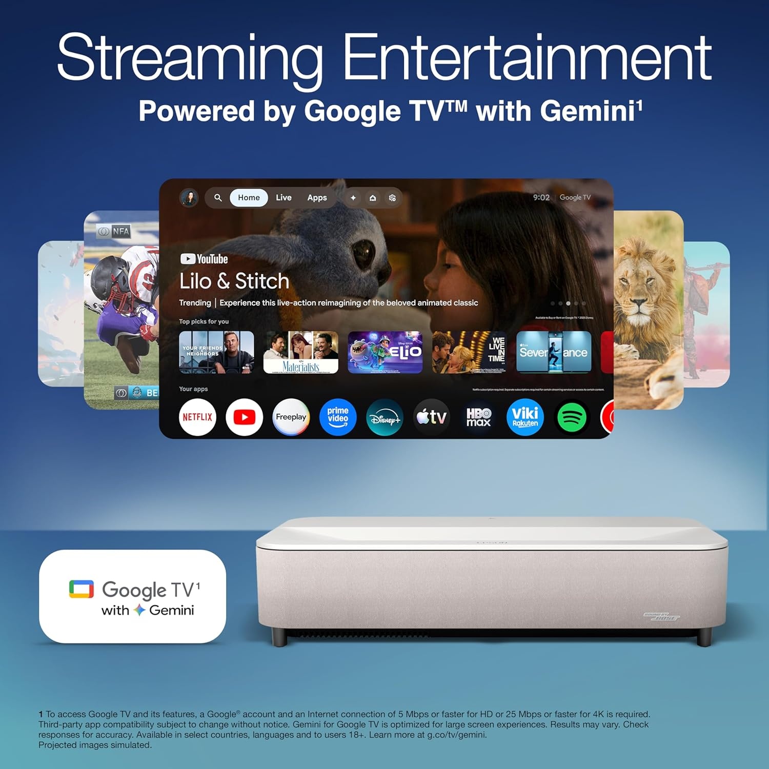 image:imageEpson Lifestudio Grand Plus Ultra Short Throw Laser Projector 4000 Lumens of Color and White Brightness 4K Display Technology Sound by Bose and BuiltIn Google TV 3Chip 3LCD Technology WhiteWhite