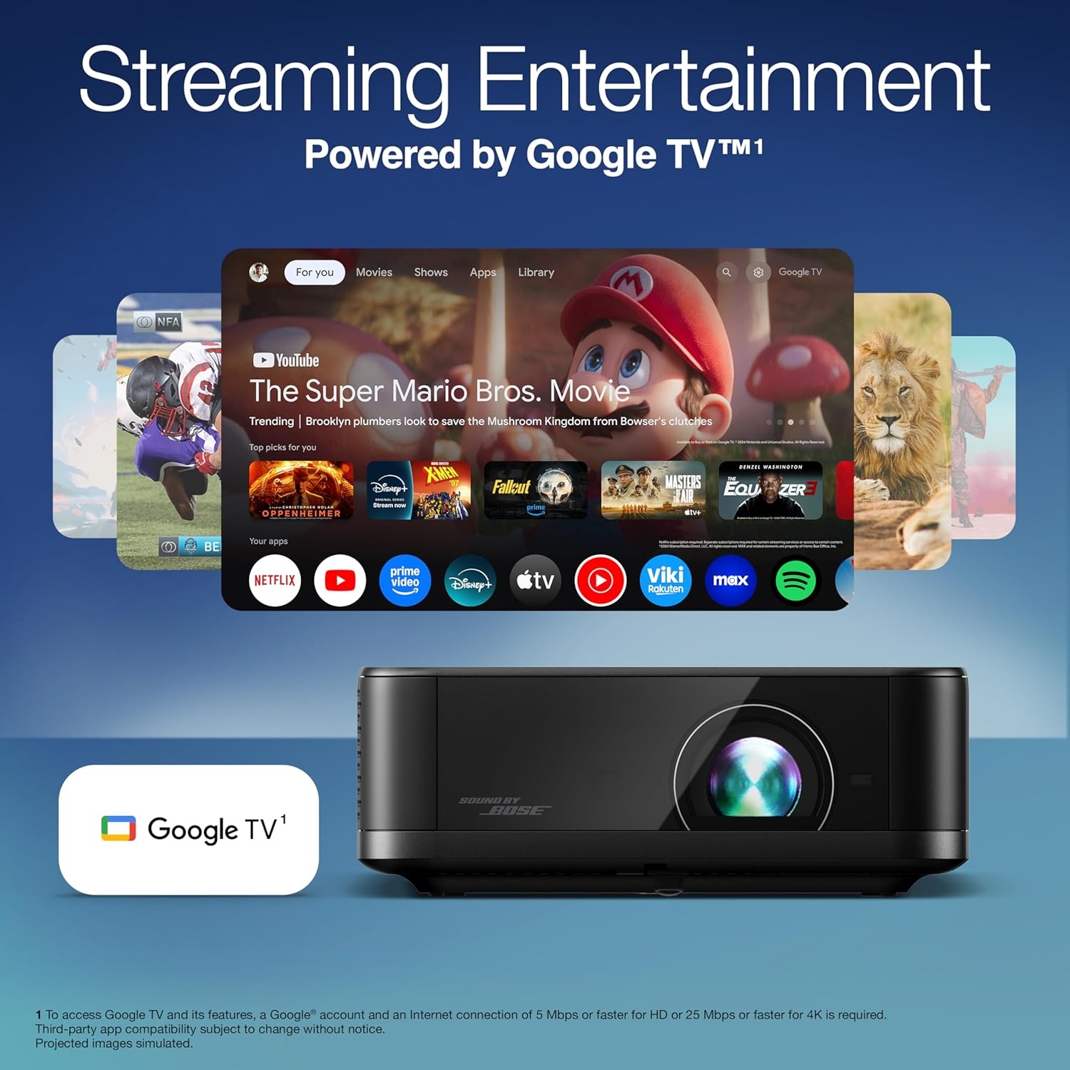 image:imageEpson Lifestudio Pop Plus 4K PROUHD Personal Lifestyle Projector 700 Lumens of Color and White Brightness Sound by Bose Google TV 3Chip 3LCD Triple Core Engine Projection Studio App BlackBlack