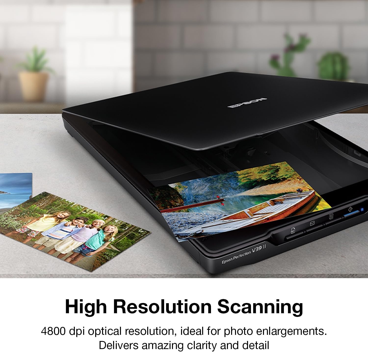 image:imageEpson Perfection V39 II Color Photo and Document Flatbed Scanner with 4800 dpi Optical Resolution Scan to Cloud USB Power and HighRise Removable LidPerfection V39 II