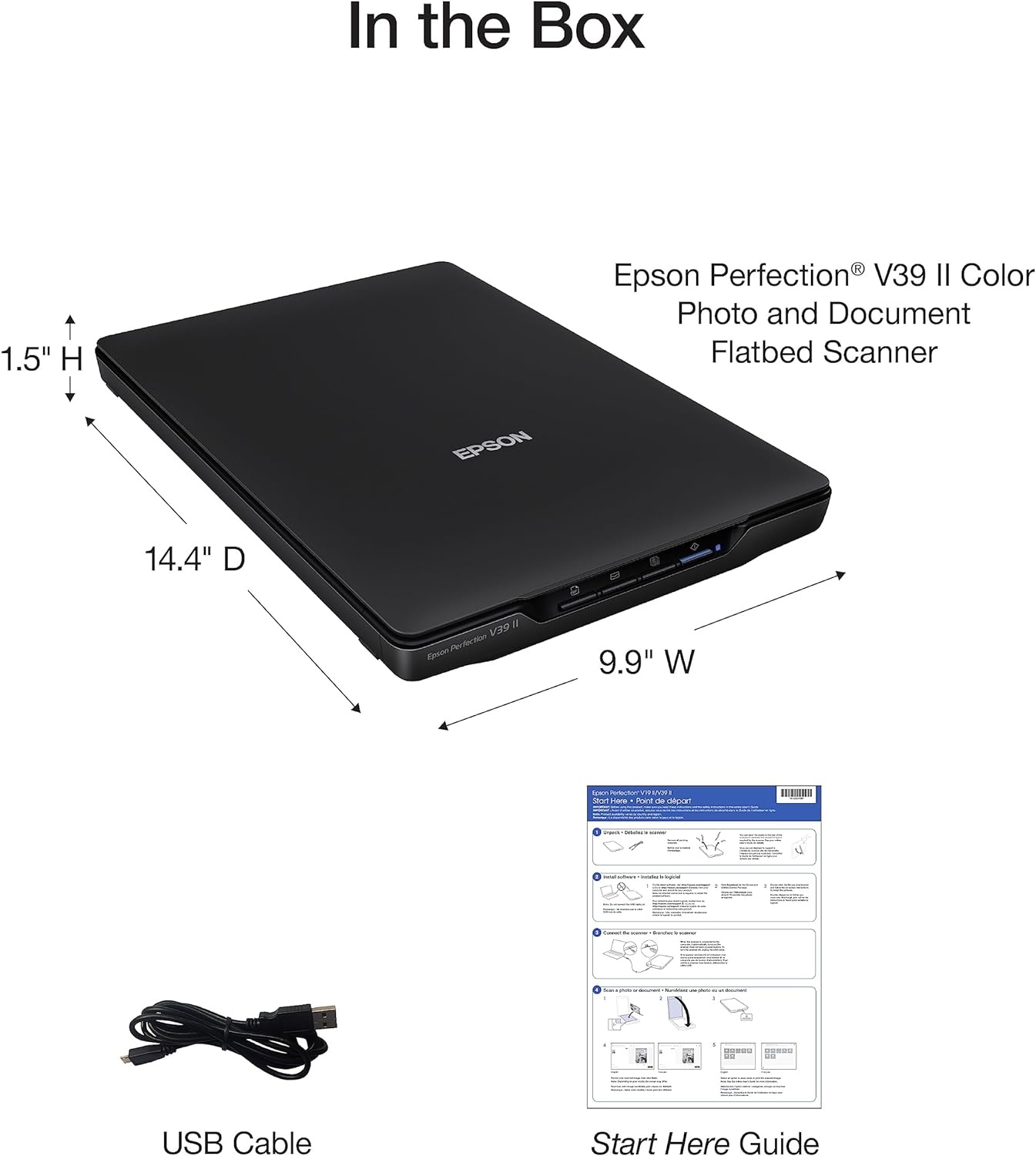 image:imageEpson Perfection V39 II Color Photo and Document Flatbed Scanner with 4800 dpi Optical Resolution Scan to Cloud USB Power and HighRise Removable LidPerfection V39 II