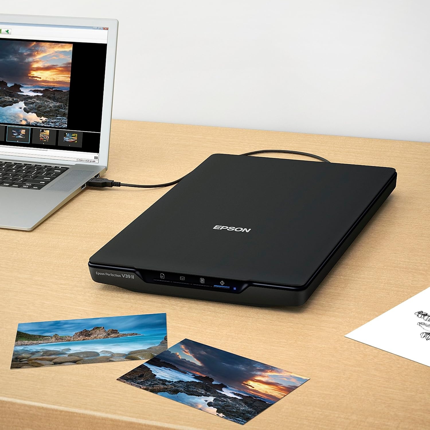 image:imageEpson Perfection V39 II Color Photo and Document Flatbed Scanner with 4800 dpi Optical Resolution Scan to Cloud USB Power and HighRise Removable LidPerfection V39 II