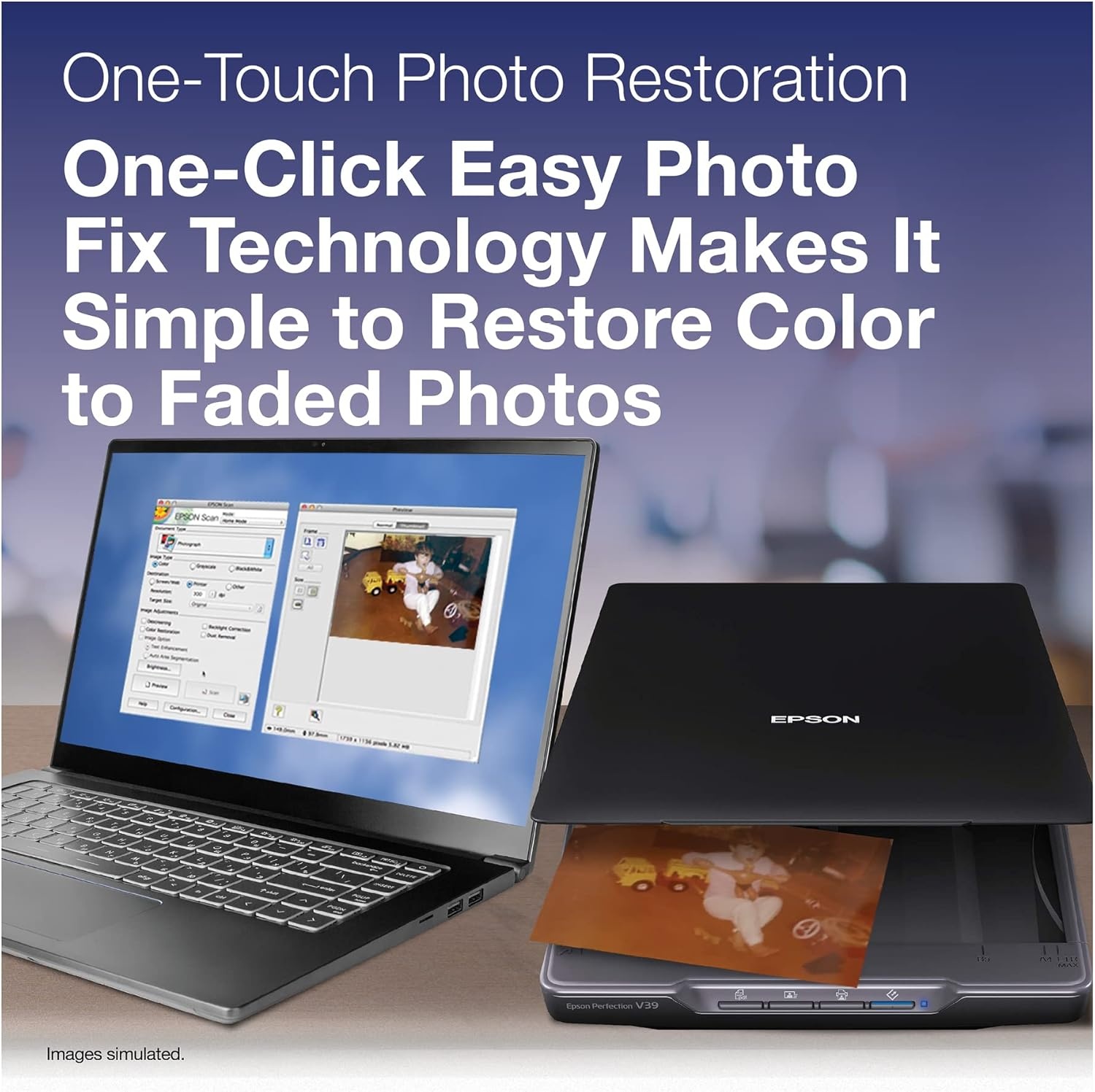 image:imageEpson Perfection V39 II Color Photo and Document Flatbed Scanner with 4800 dpi Optical Resolution Scan to Cloud USB Power and HighRise Removable LidPerfection V39
