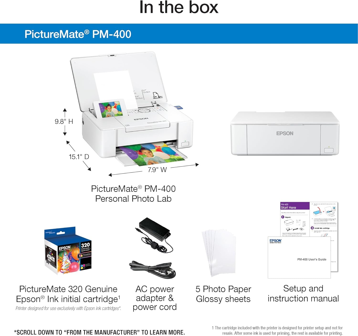 image:imageEpson PictureMate PM400 Wireless Compact Color Photo Printer white
