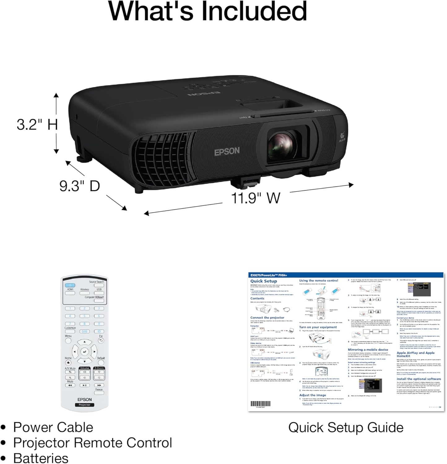 image:imageEpson Pro EX9270 Wireless 1080p 3LCD Projector 4100 Lumens Color and White Brightness Apple AirPlay Miracast Stream from Phone or Laptop 2 HDMI Ports 16x Optical Zoom BuiltIn SpeakerNew Model