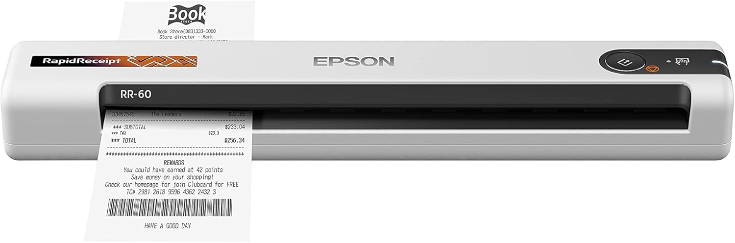 image:imageEpson RapidReceipt RR60 Mobile Tax Receipt and Color Document Scanner with Complimentary Data Management Software for PC amp Mac
