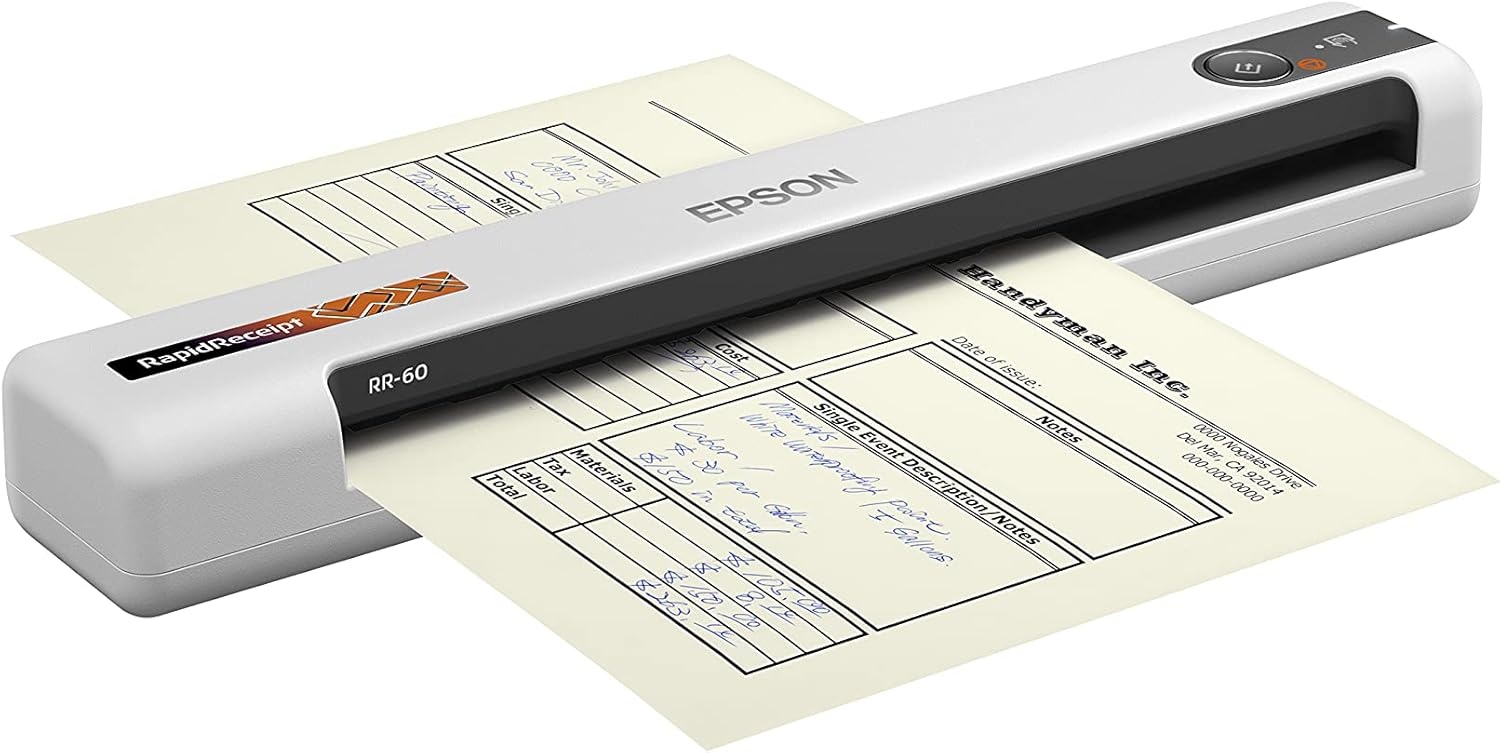 image:imageEpson RapidReceipt RR60 Mobile Tax Receipt and Color Document Scanner with Complimentary Data Management Software for PC amp Mac