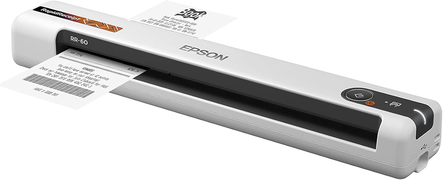 image:imageEpson RapidReceipt RR60 Mobile Tax Receipt and Color Document Scanner with Complimentary Data Management Software for PC amp Mac