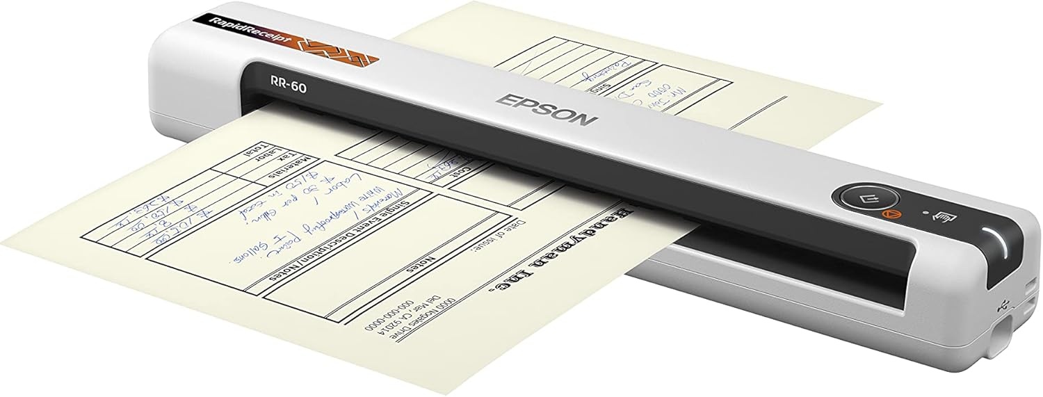 image:imageEpson RapidReceipt RR60 Mobile Tax Receipt and Color Document Scanner with Complimentary Data Management Software for PC amp Mac