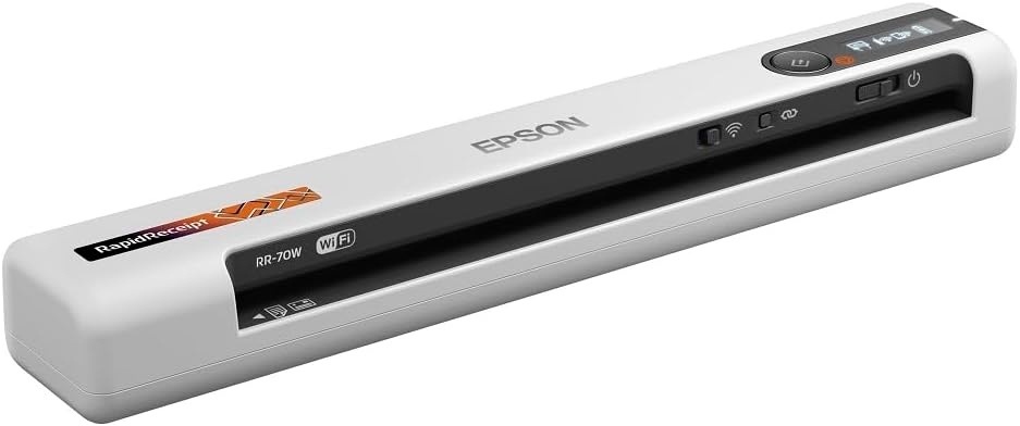 image:imageEpson RapidReceipt RR70W Wireless Mobile Tax Receipt and Color Document Scanner with Complimentary Data Management Software for PC and Mac