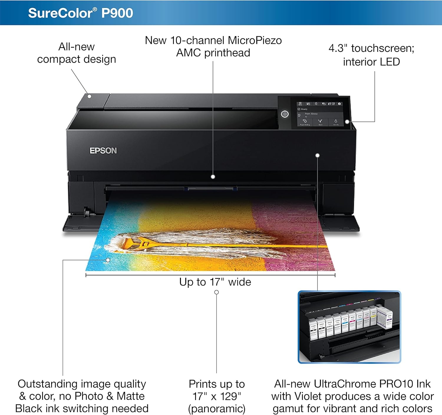 image:imageEpson SureColor P700 13Inch PrinterBlackSureColor P900 Renewed