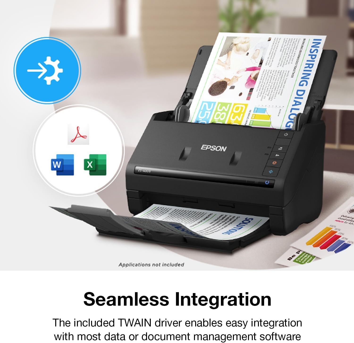image:imageEpson Workforce ES400 II Color Duplex Desktop Document Scanner for PC and Mac with Auto Doc Feeder ADF Image Adjustment Tools