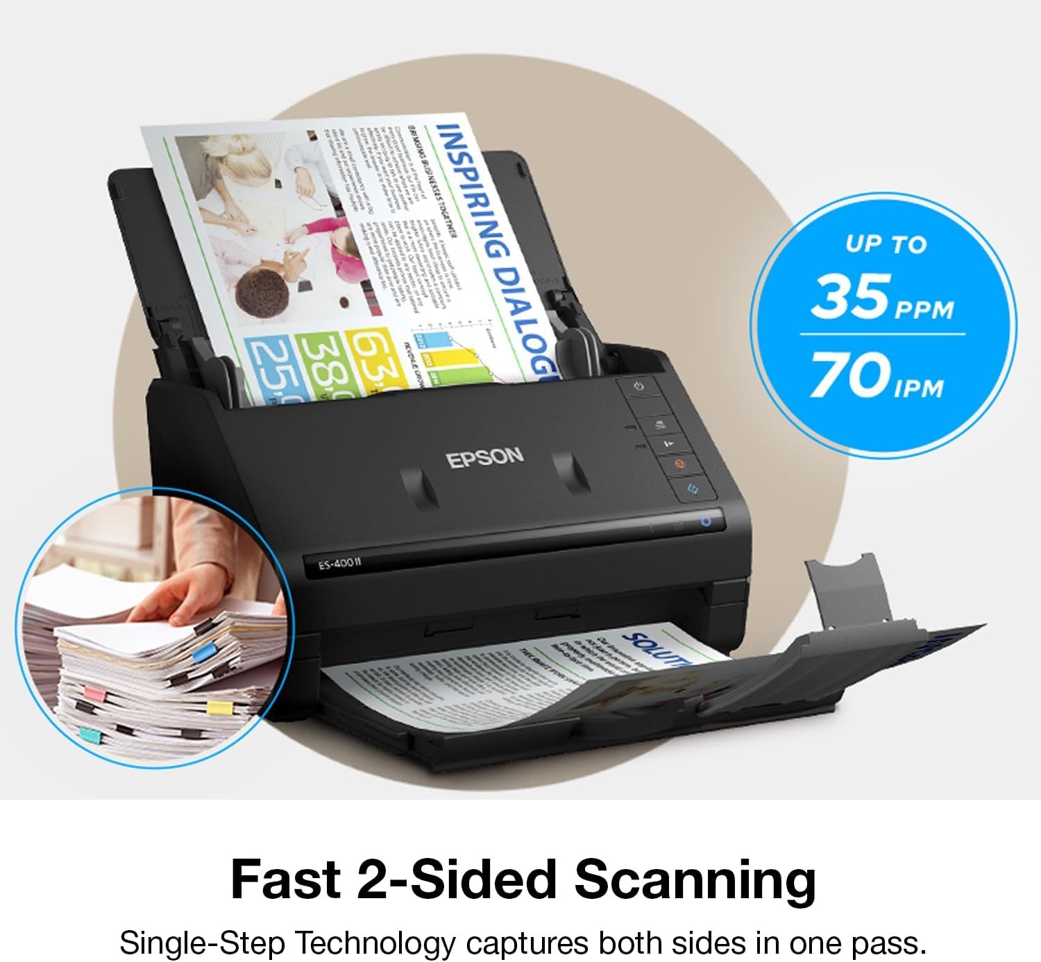 image:imageEpson Workforce ES400 II Color Duplex Desktop Document Scanner for PC and Mac with Auto Doc Feeder ADF Image Adjustment Tools