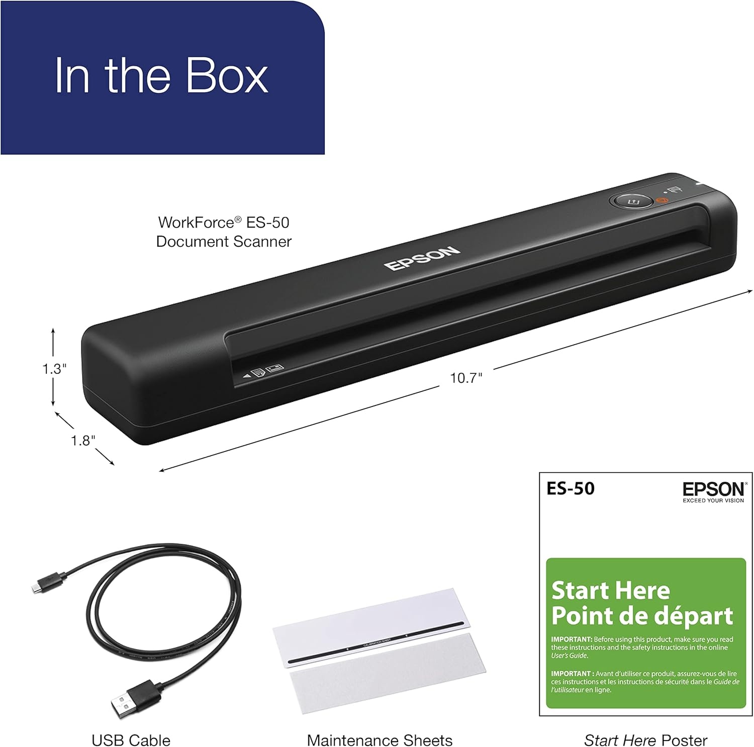 image:imageEpson Workforce ES50 Portable SheetFed Document Scanner for PC and MacScanner