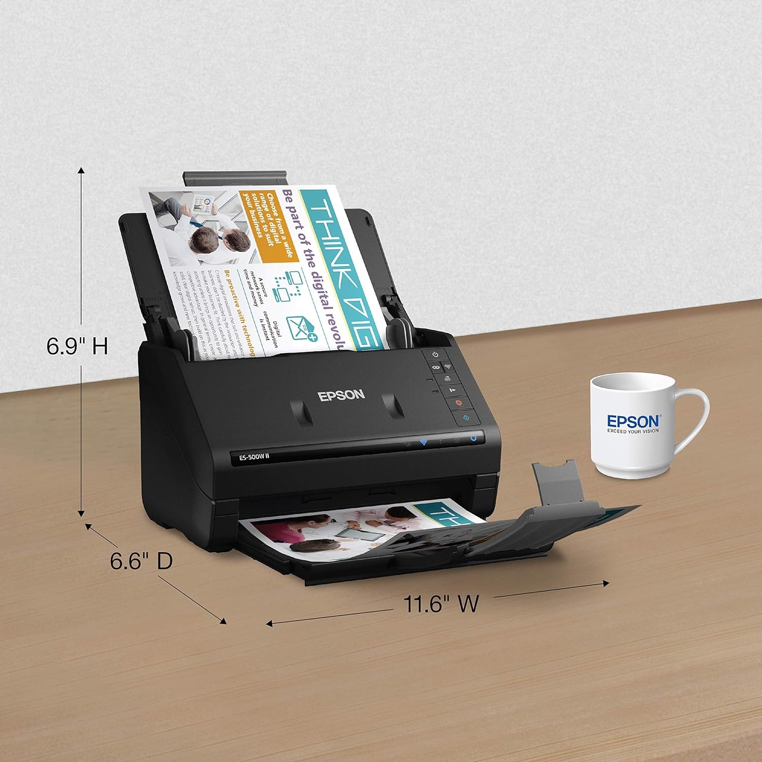image:imageEpson Workforce ES500W II Wireless Color Duplex Desktop Document Scanner for PCand Mac with Auto Feeder ADF Scan from Smartphone or TabletES500W II New