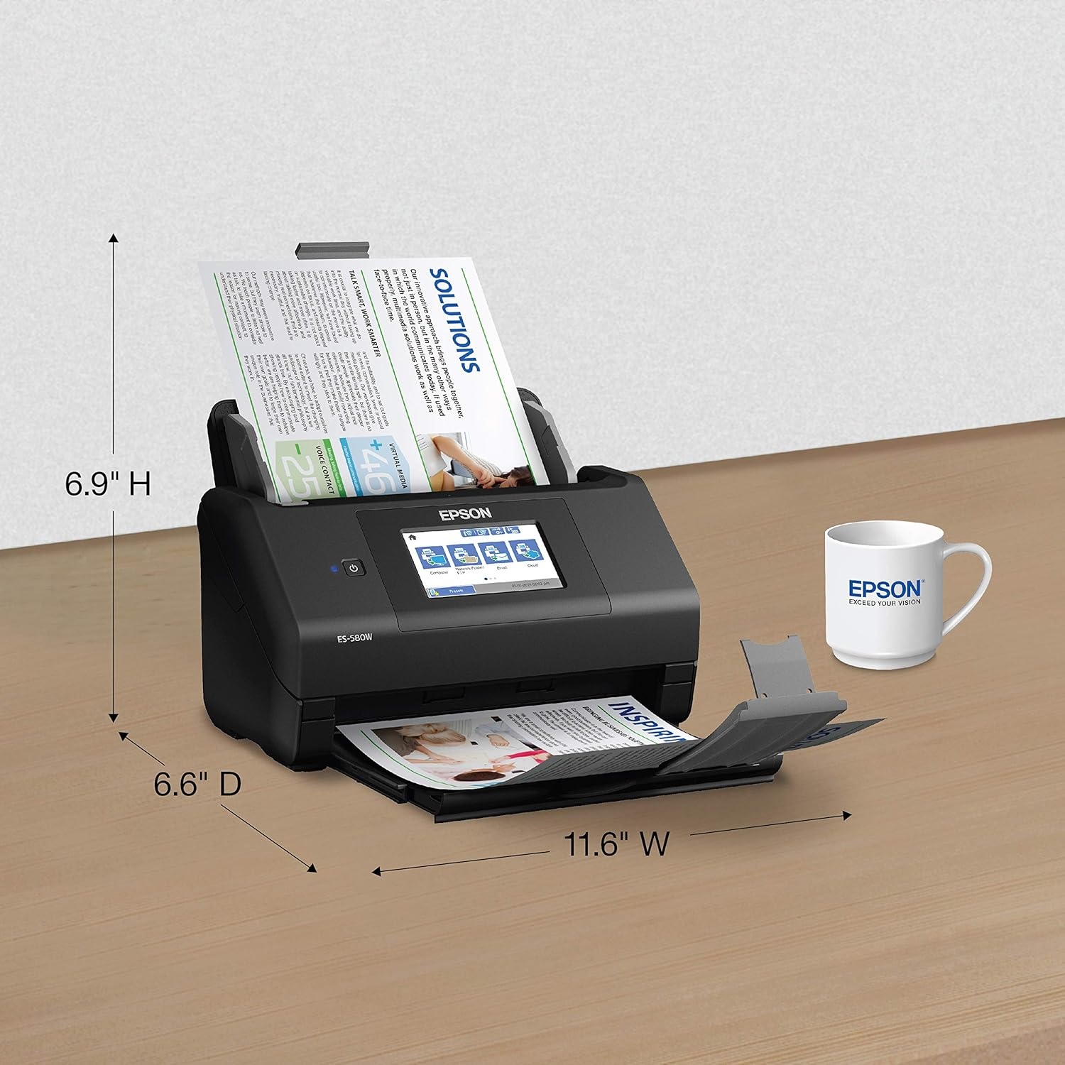 image:imageEpson Workforce ES590W Wireless amp USB HighSpeed AI amp Cloud Ready Desktop Color Duplex Document Scanner for Mac amp PC up to 45 ppm Large 43 Color Touchscreen 100Page Auto Document FeederES580W