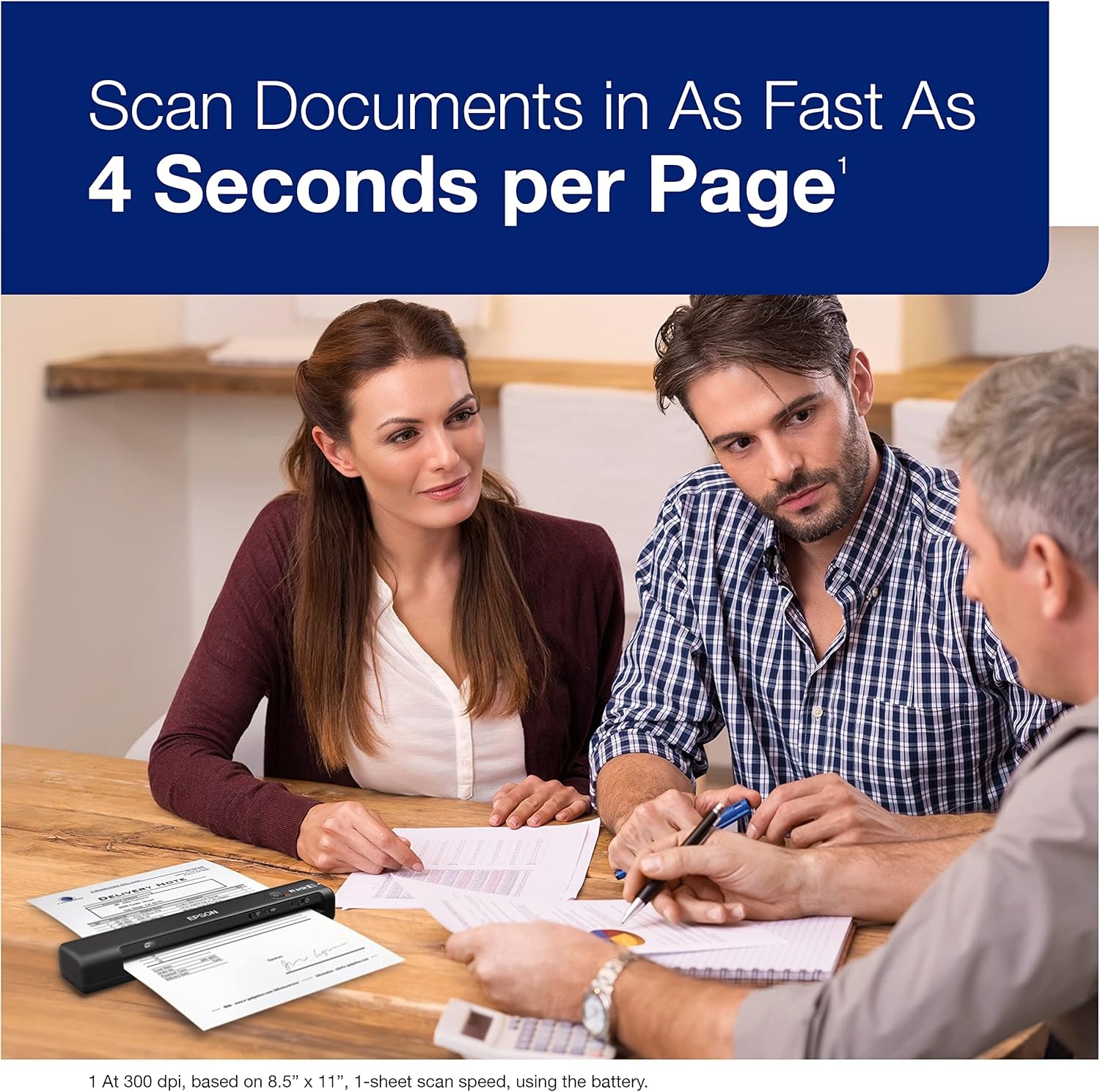 image:imageEpson Workforce ES60W Wireless Portable Sheetfed Document Scanner for PC and Mac 107 by 19 by 14