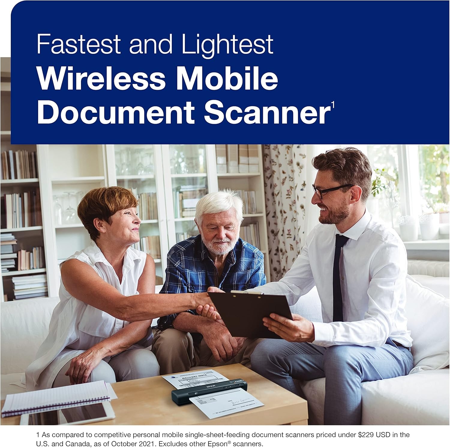 image:imageEpson Workforce ES60W Wireless Portable Sheetfed Document Scanner for PC and Mac 107 by 19 by 14