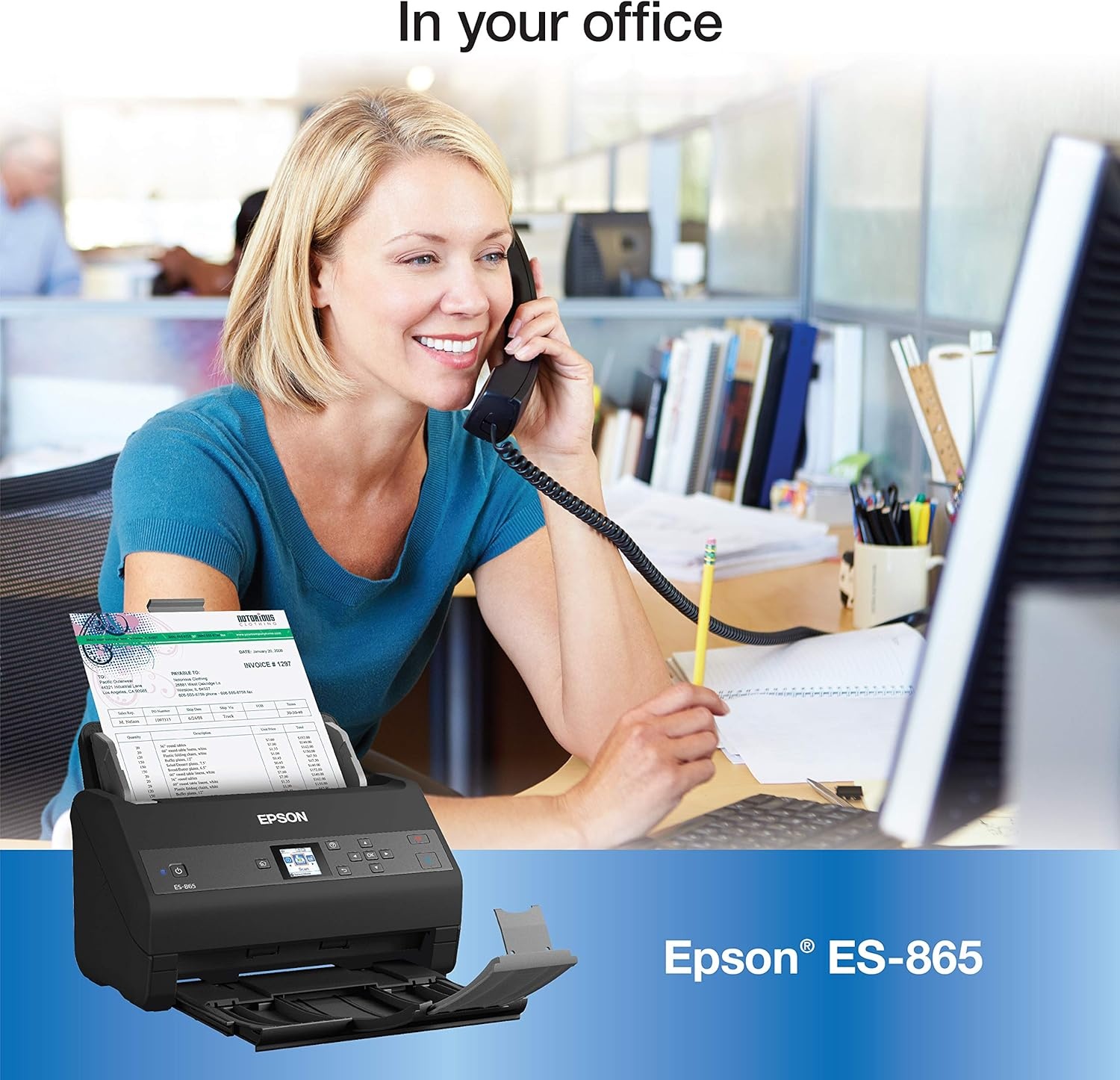 image:imageEpson Workforce ES865 High Speed Color Duplex Document Scanner with Twain DriverES865 New