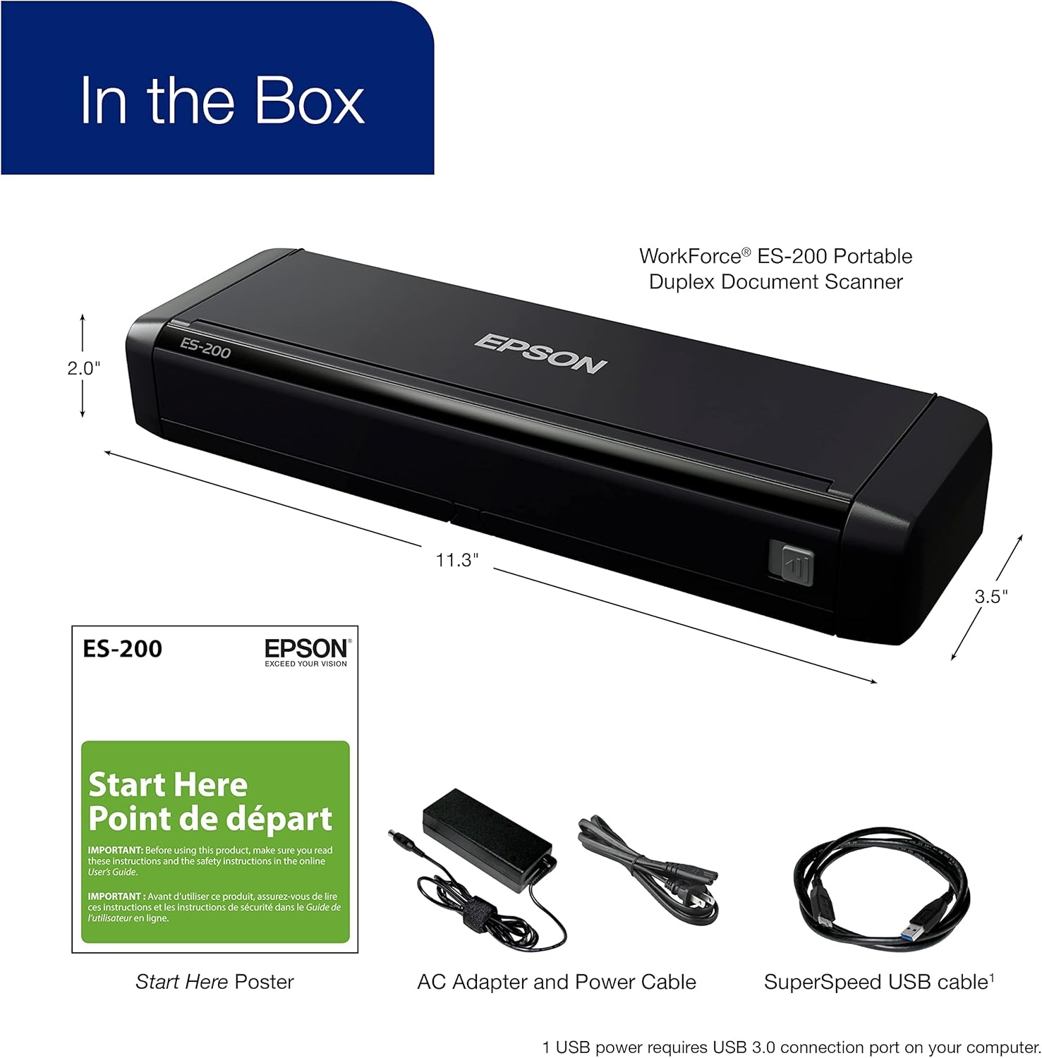 image:imageEpson Workforce ESC220 Compact Desktop Document Scanner 2Sided Scanning ADF for PC and MacES200