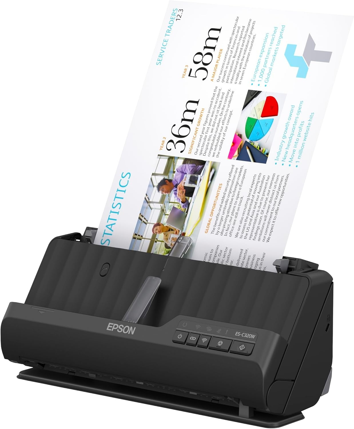 image:imageEpson Workforce ESC220 Compact Desktop Document Scanner 2Sided Scanning ADF for PC and MacESC320
