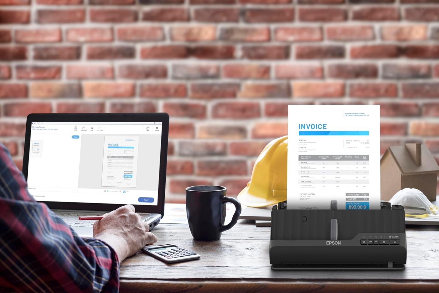 image:imageEpson Workforce ESC220 Compact Desktop Document Scanner 2Sided Scanning ADF for PC and MacESC320