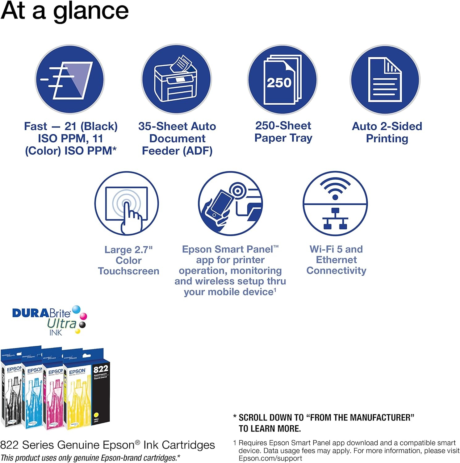 image:imageEpson Workforce Pro WF3820 Wireless AllinOne Printer Auto 2Sided Printing 35Page ADF 250sheet Paper Tray and 27 Color Touchscreen Works with AlexaWF3820 Renewed