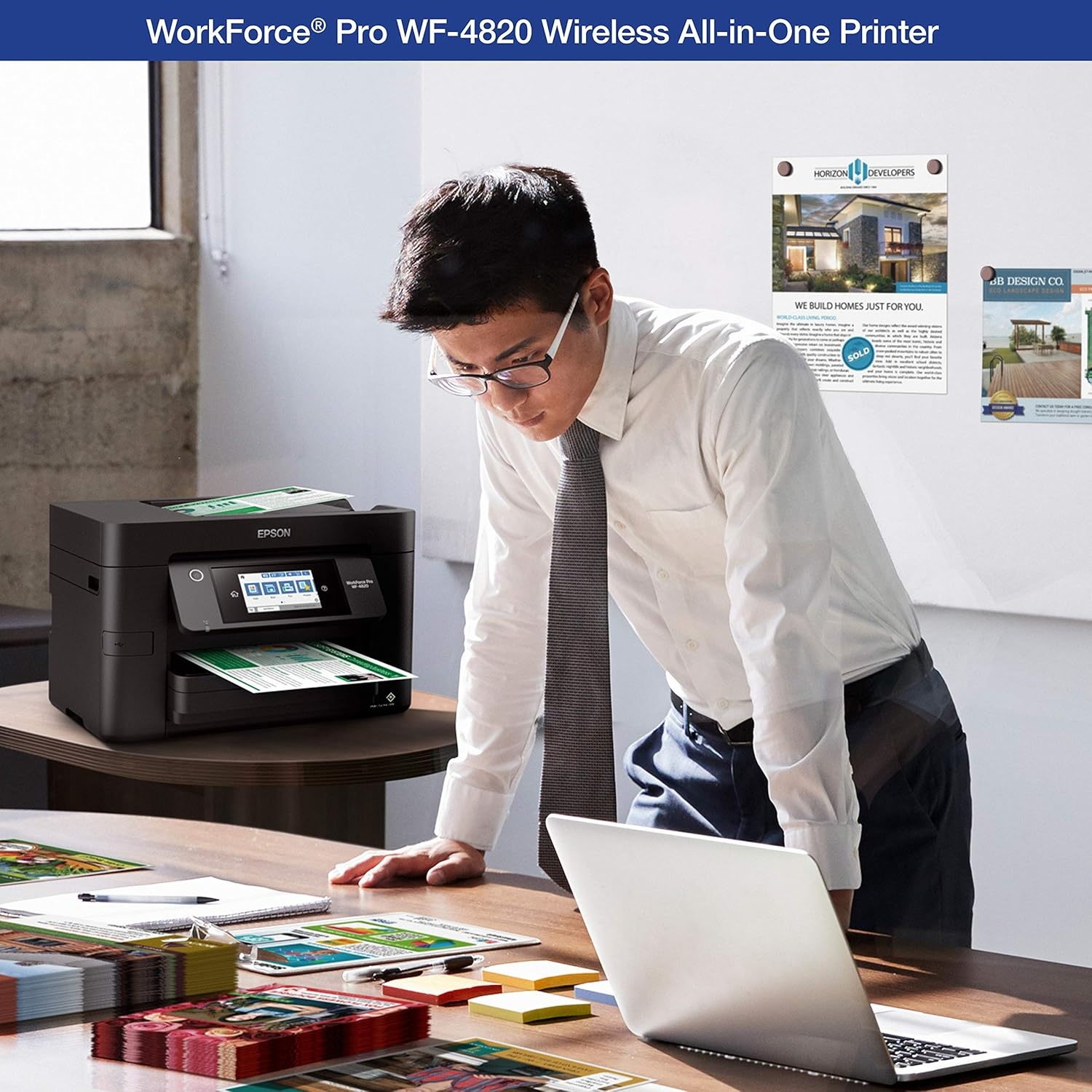 image:imageEpson Workforce Pro WF4830 Wireless AllinOne Printer Auto 2Sided Print Copy ScanFax 50Page ADF 500sheet Paper Capacity and 43 Color Touchscreen Works with Alexa BlackWF4820