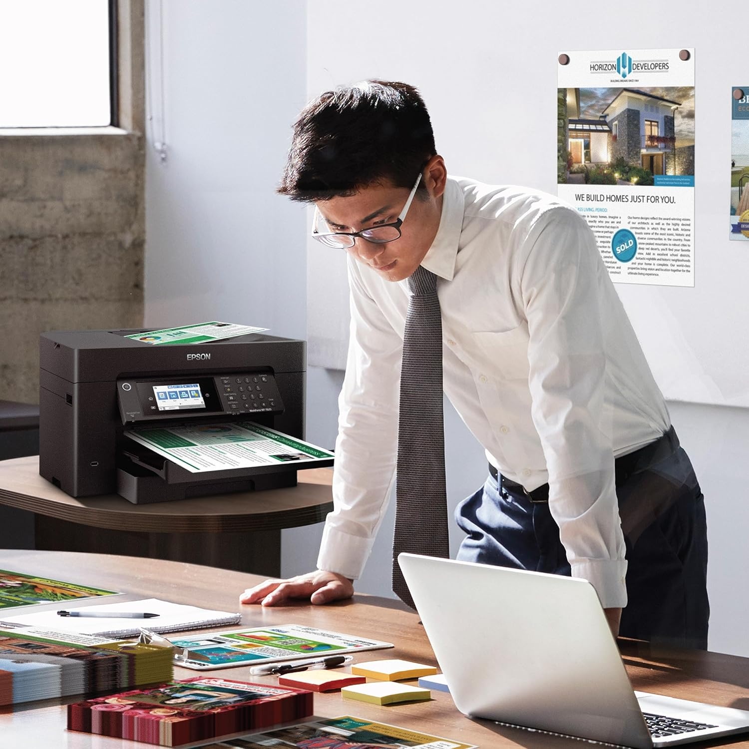 image:imageEpson Workforce Pro WF7840 Wireless AllinOne WideFormat Printer with Auto 2Sided Print up to 13 x 19 Copy Scan and Fax 50Page ADF 500sheet Paper Capacity 43 ScreenWF7820 Renewed