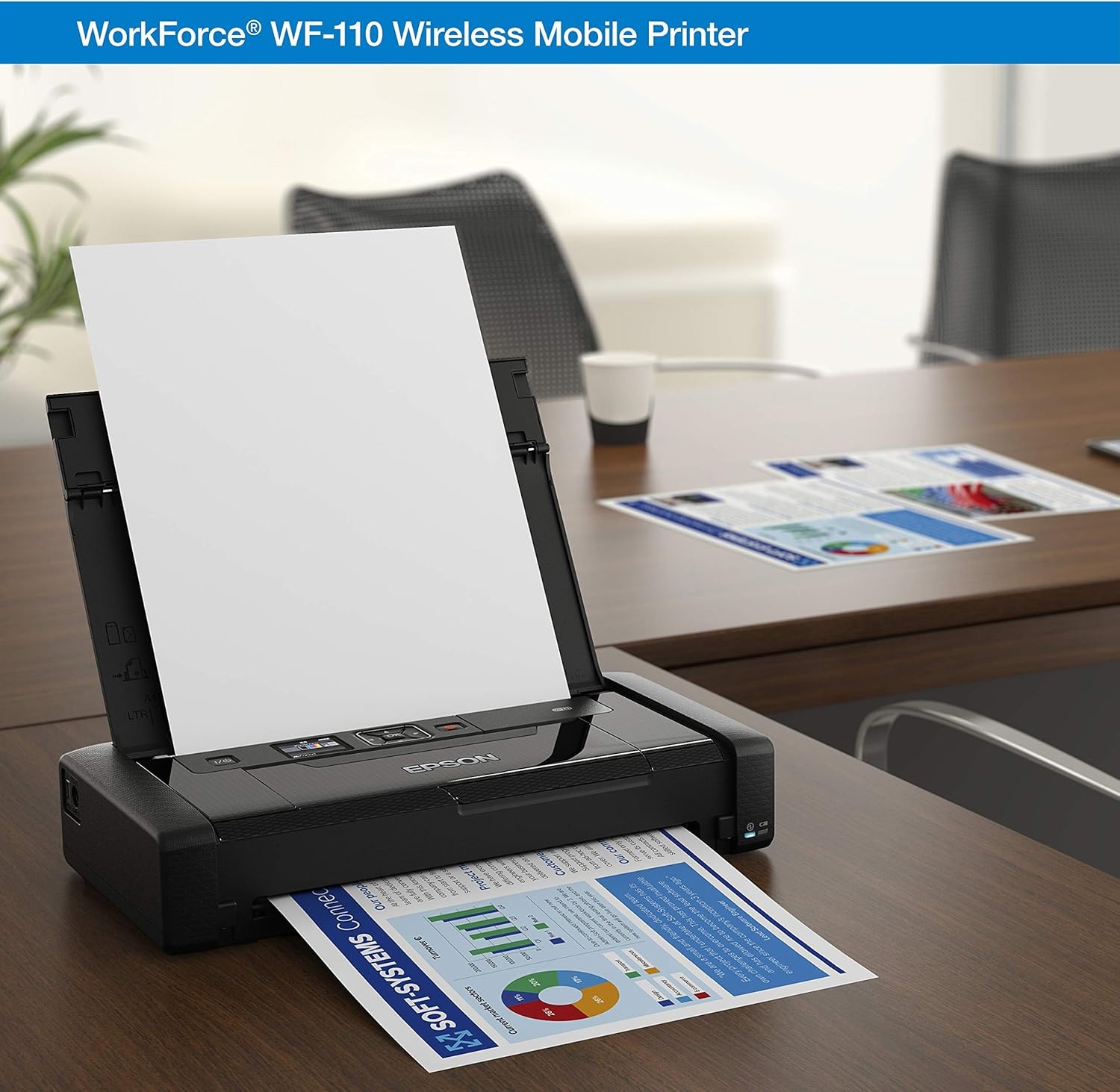 image:imageEpson Workforce WF110 Wireless Color Mobile PrinterWhite SmallBlackPrinter WF110