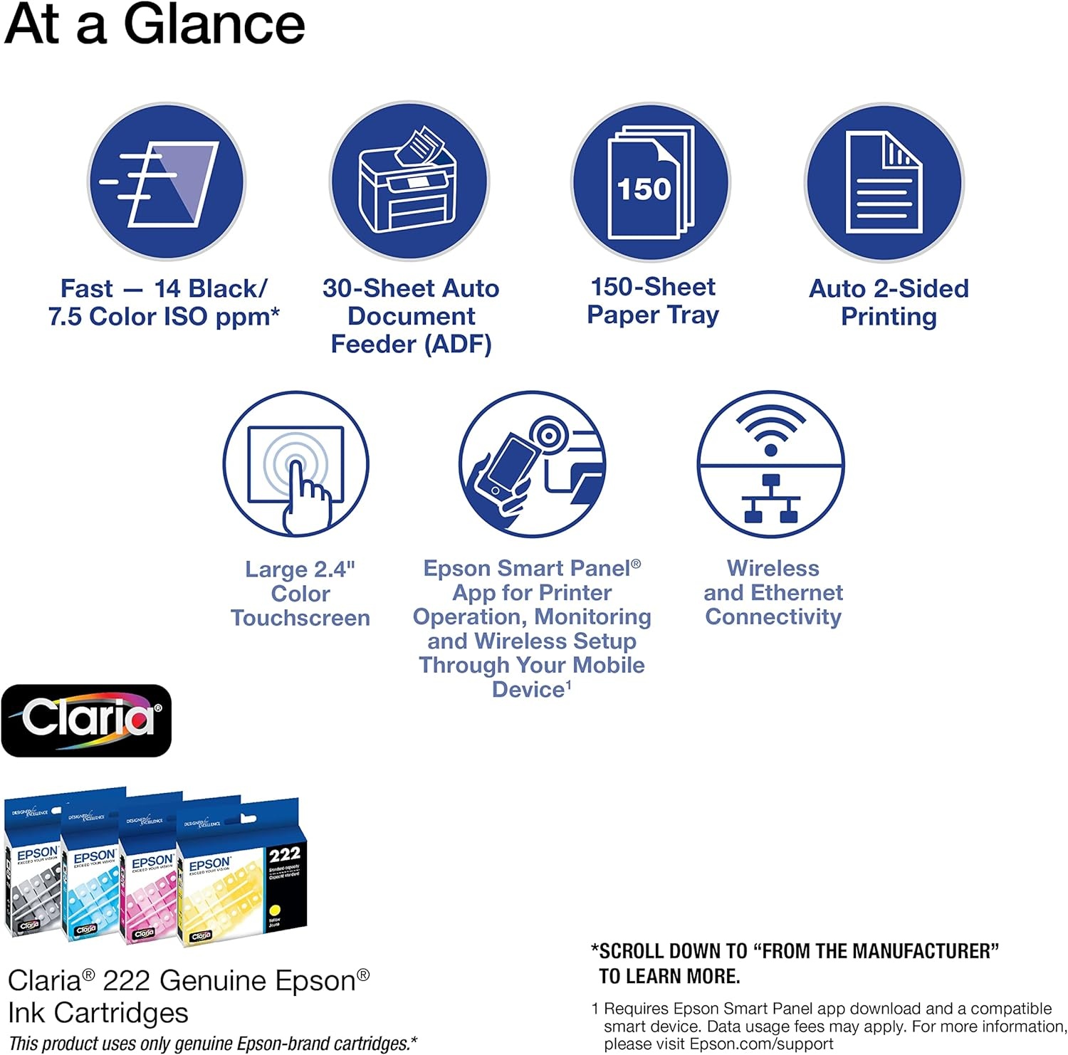 image:imageEpson Workforce WF2950 Wireless AllinOne Printer with Scan Copy Fax Auto Document Feeder Automatic 2Sided Printing and 24 Color DisplayPrinter